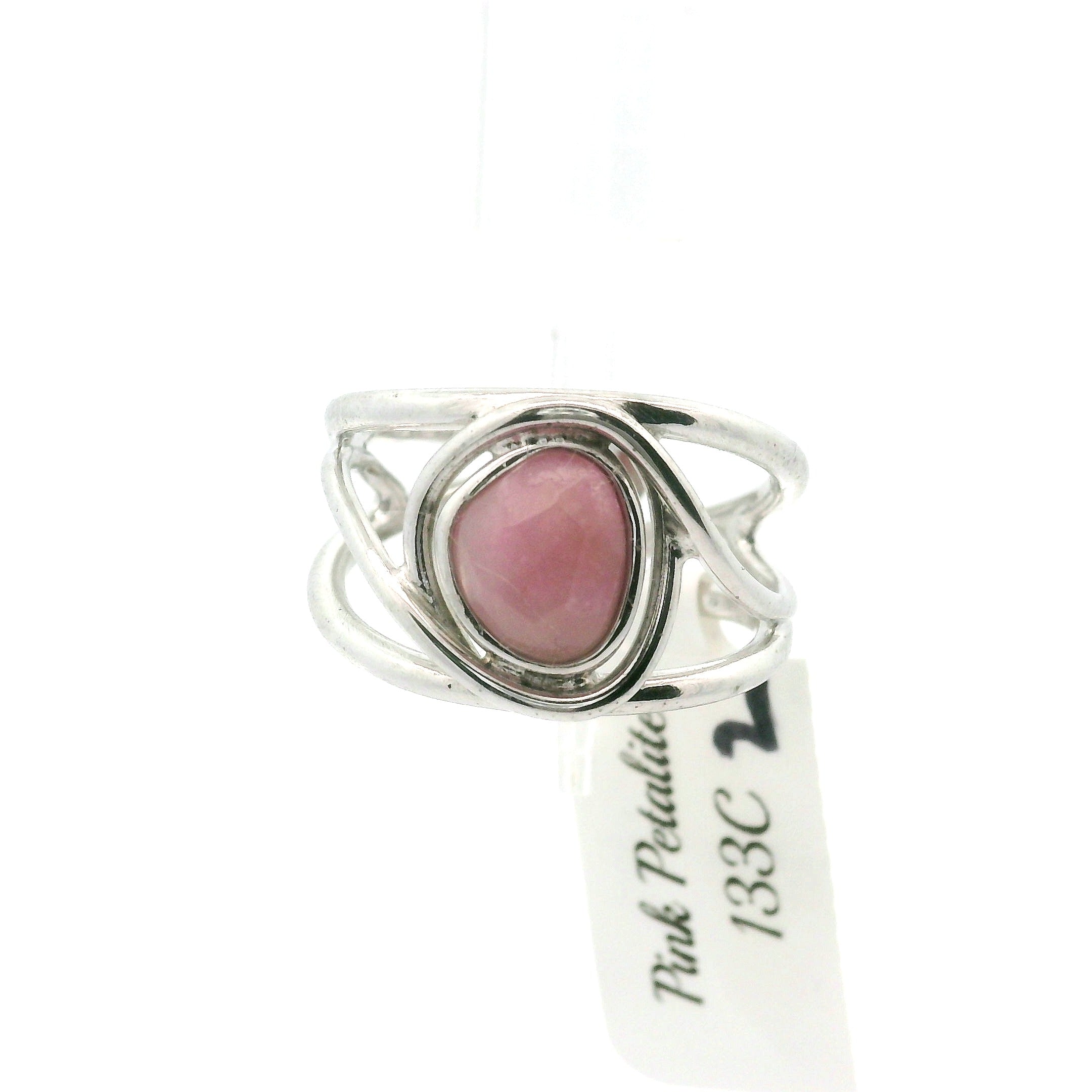 Pink Petalite Midi Cuff Ring 925 Silver for Joy, Love and Empowerment