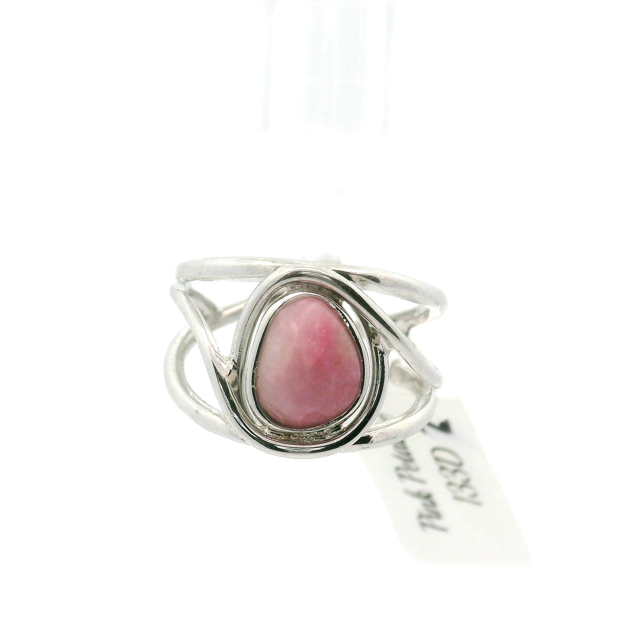 Pink Petalite Midi Cuff Ring 925 Silver for Joy, Love and Empowerment