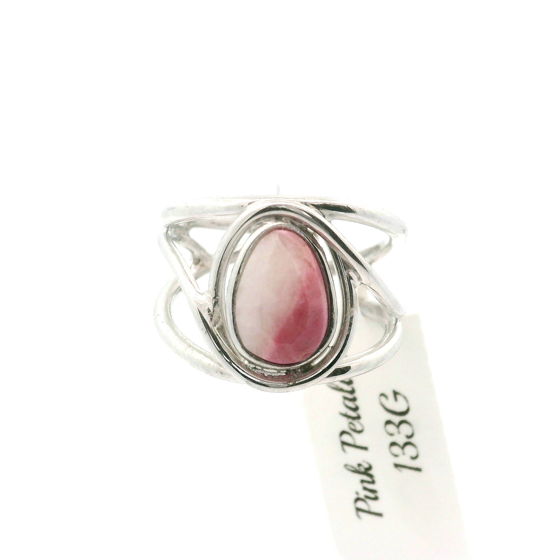 Pink Petalite Midi Cuff Ring 925 Silver for Joy, Love and Empowerment