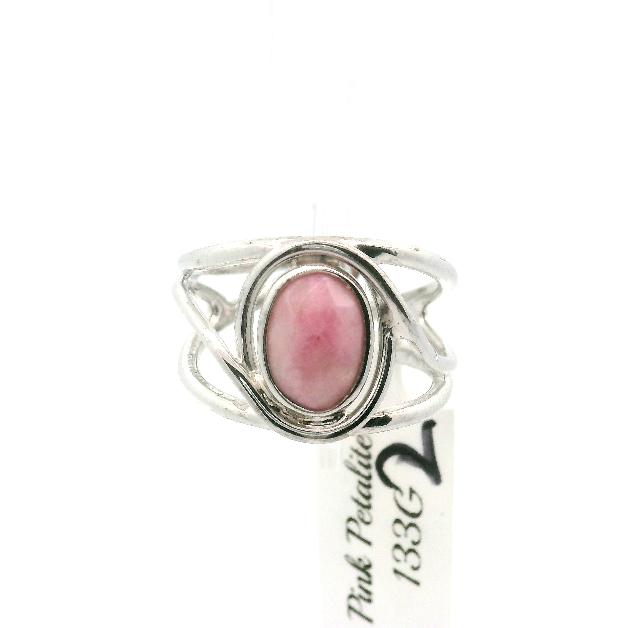 Pink Petalite Midi Cuff Ring 925 Silver for Joy, Love and Empowerment
