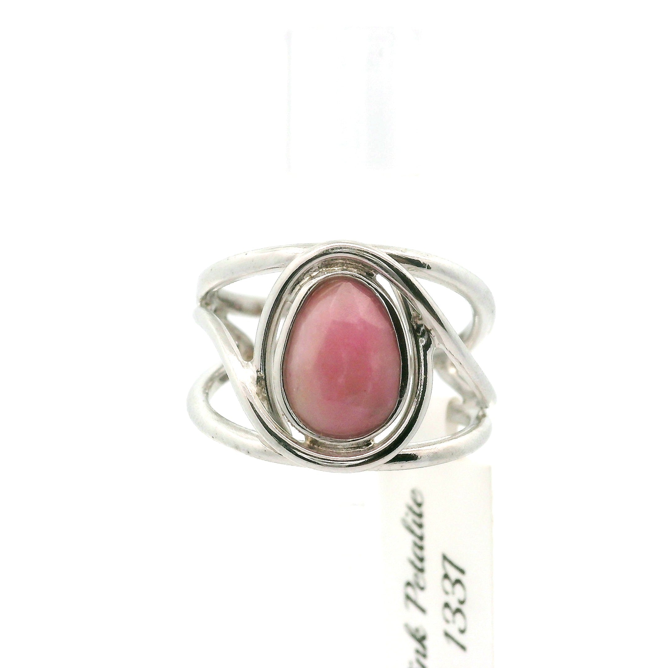 Pink Petalite Midi Cuff Ring 925 Silver for Joy, Love and Empowerment