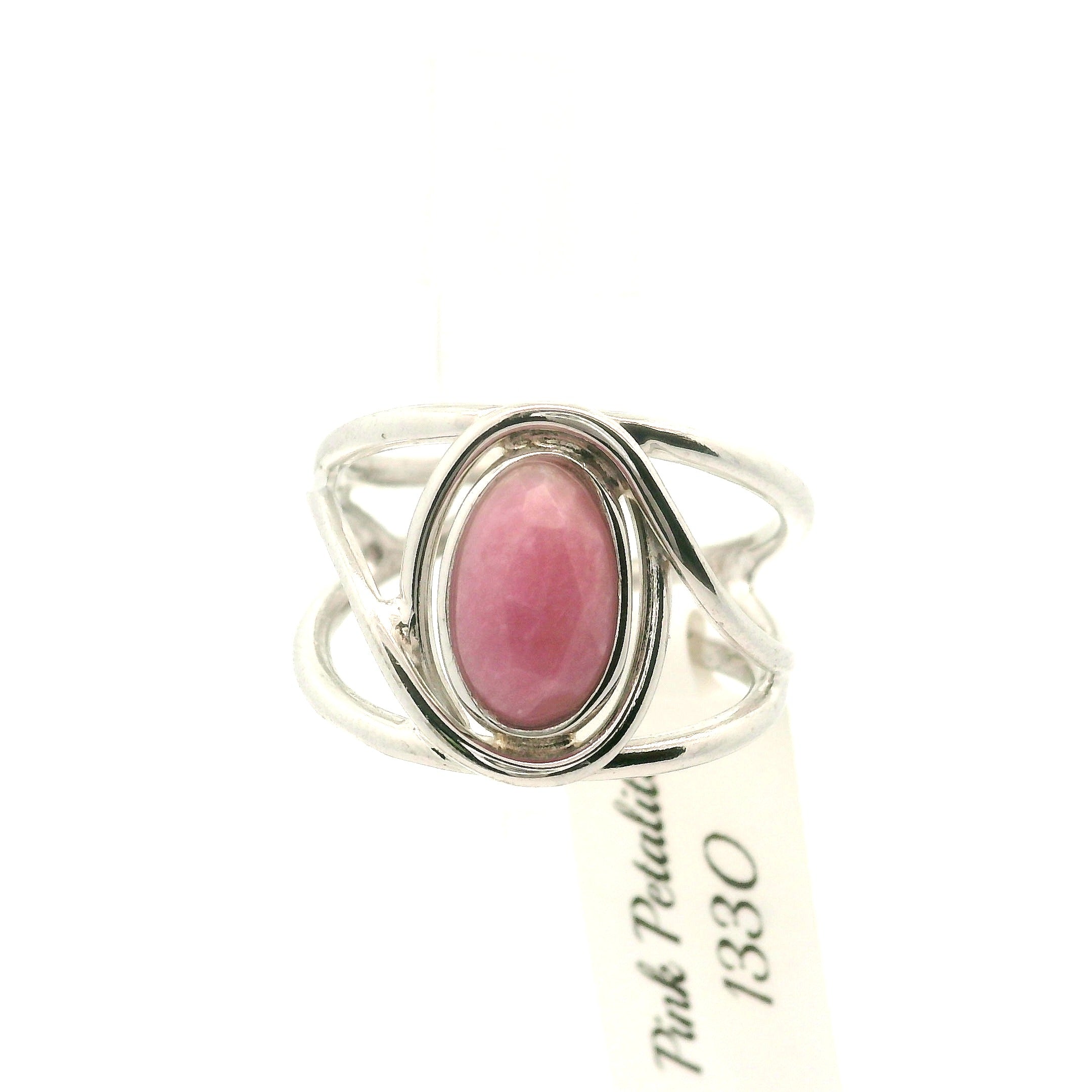 Pink Petalite Midi Cuff Ring 925 Silver for Joy, Love and Empowerment