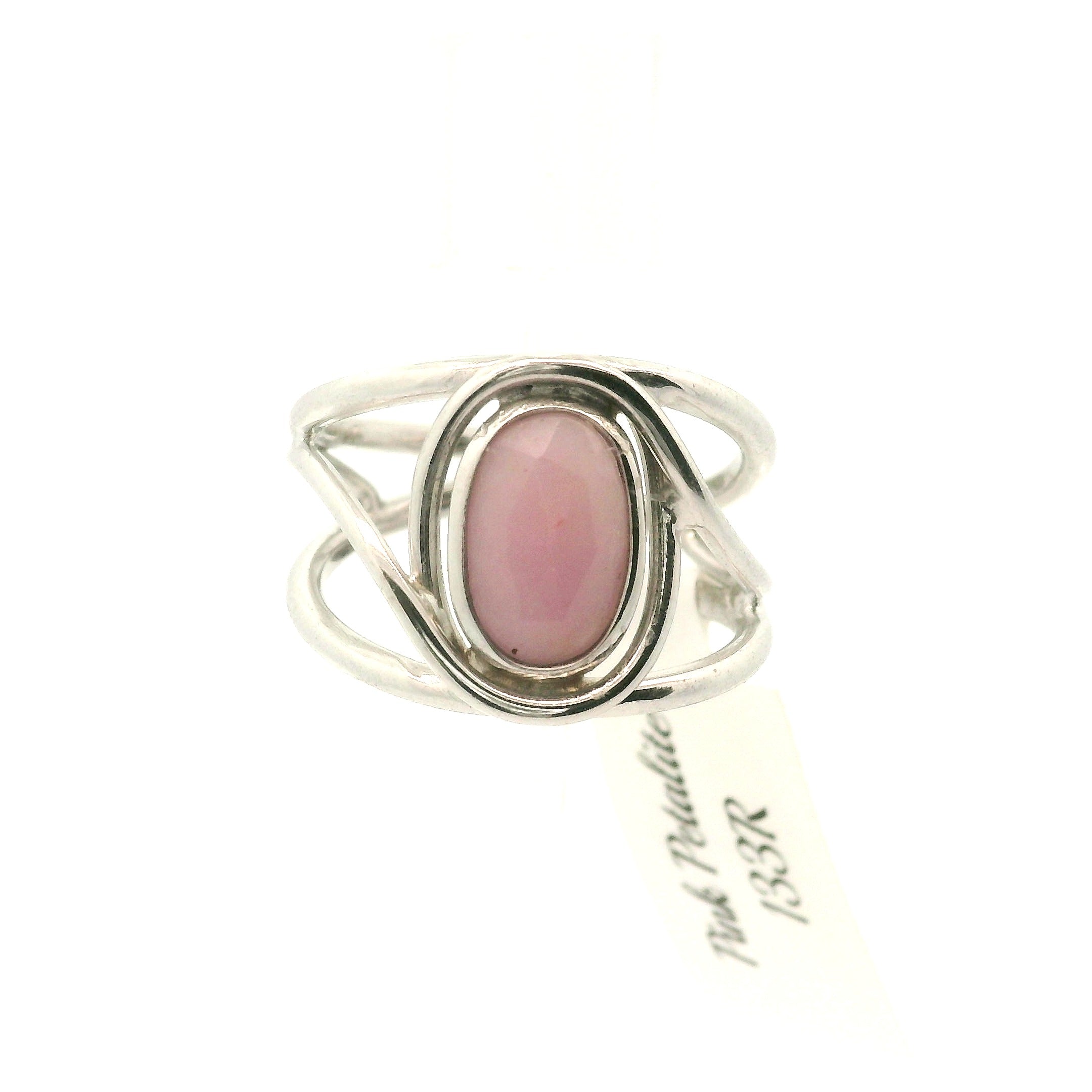 Pink Petalite Midi Cuff Ring 925 Silver for Joy, Love and Empowerment