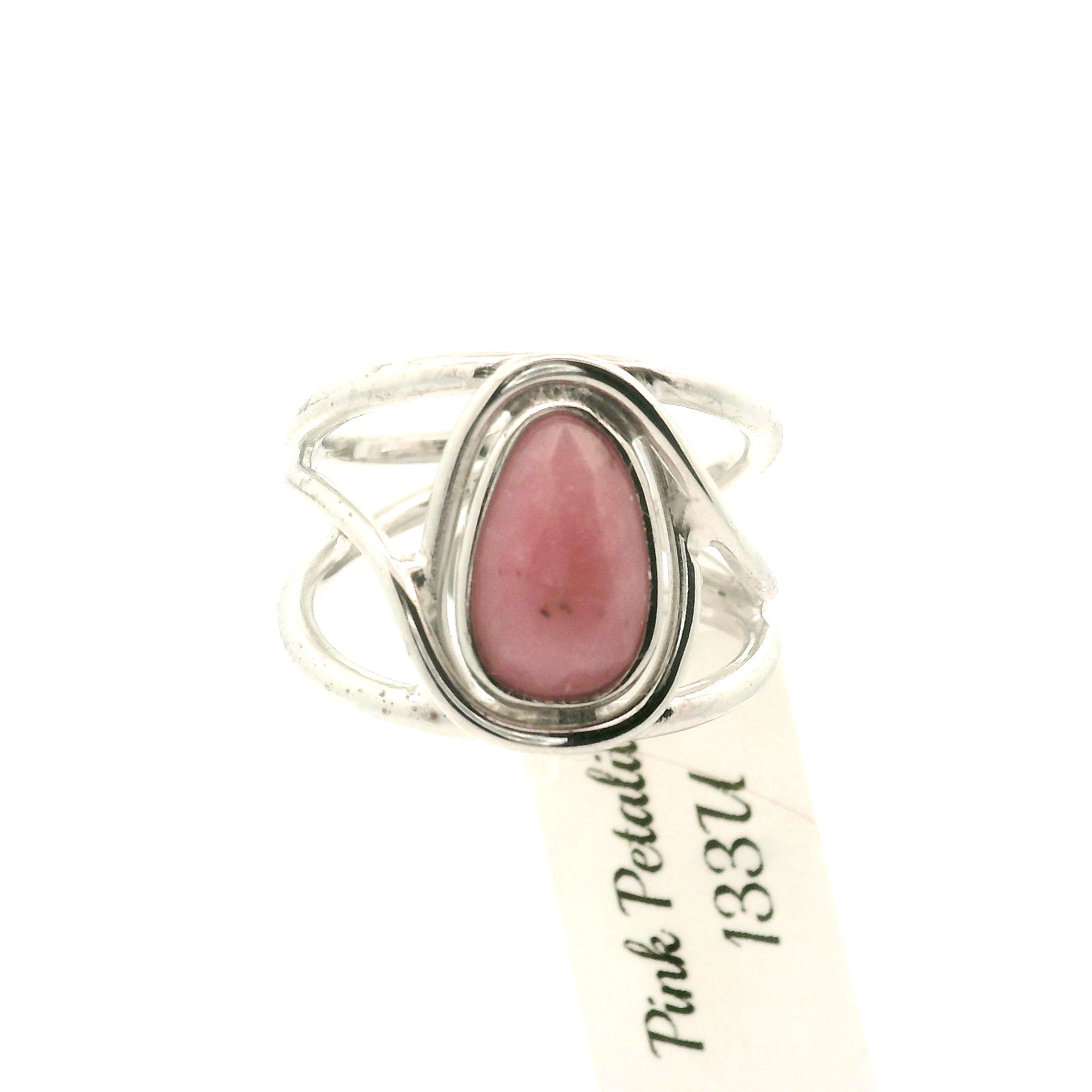 Pink Petalite Midi Cuff Ring 925 Silver for Joy, Love and Empowerment