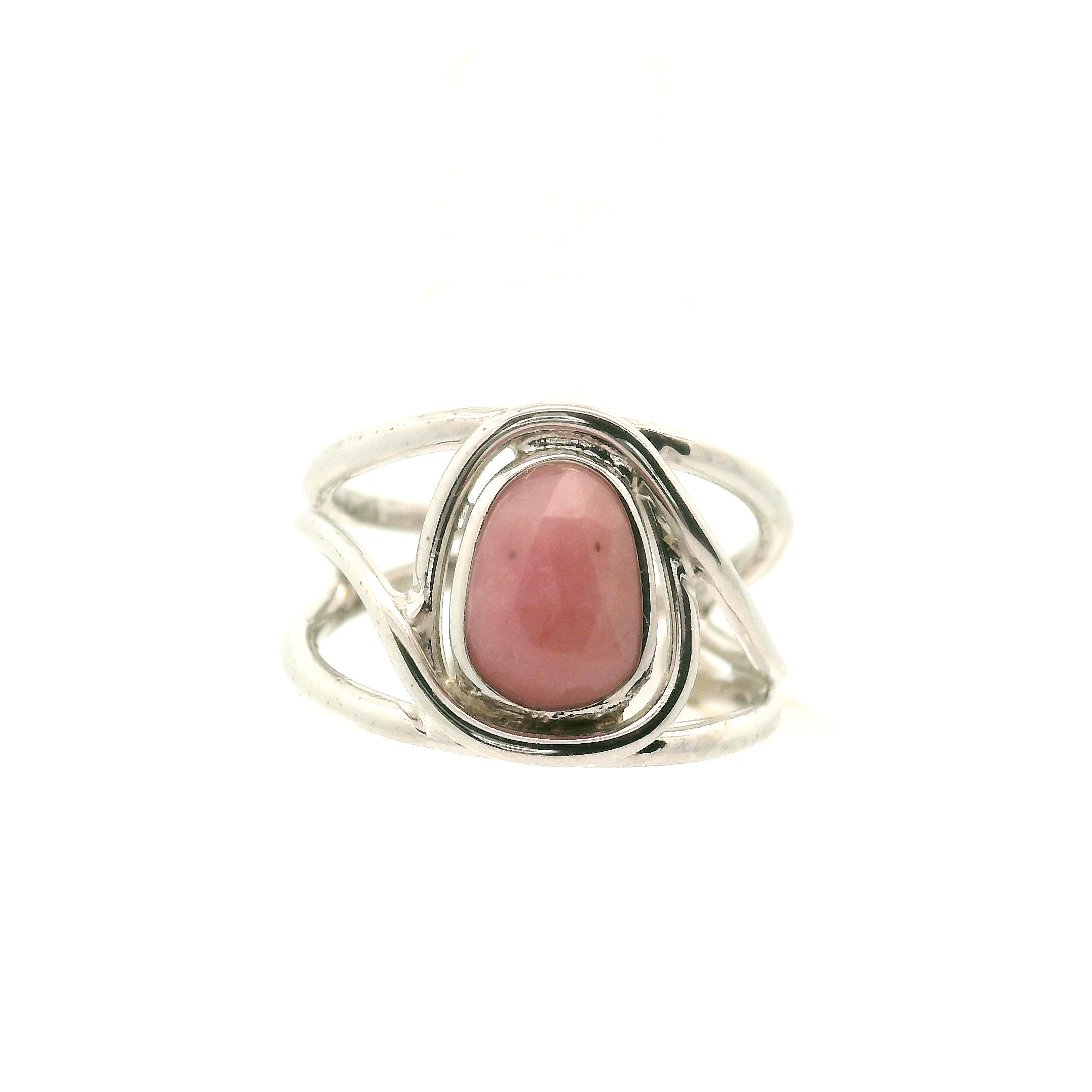 Pink Petalite Midi Cuff Ring 925 Silver for Joy, Love and Empowerment