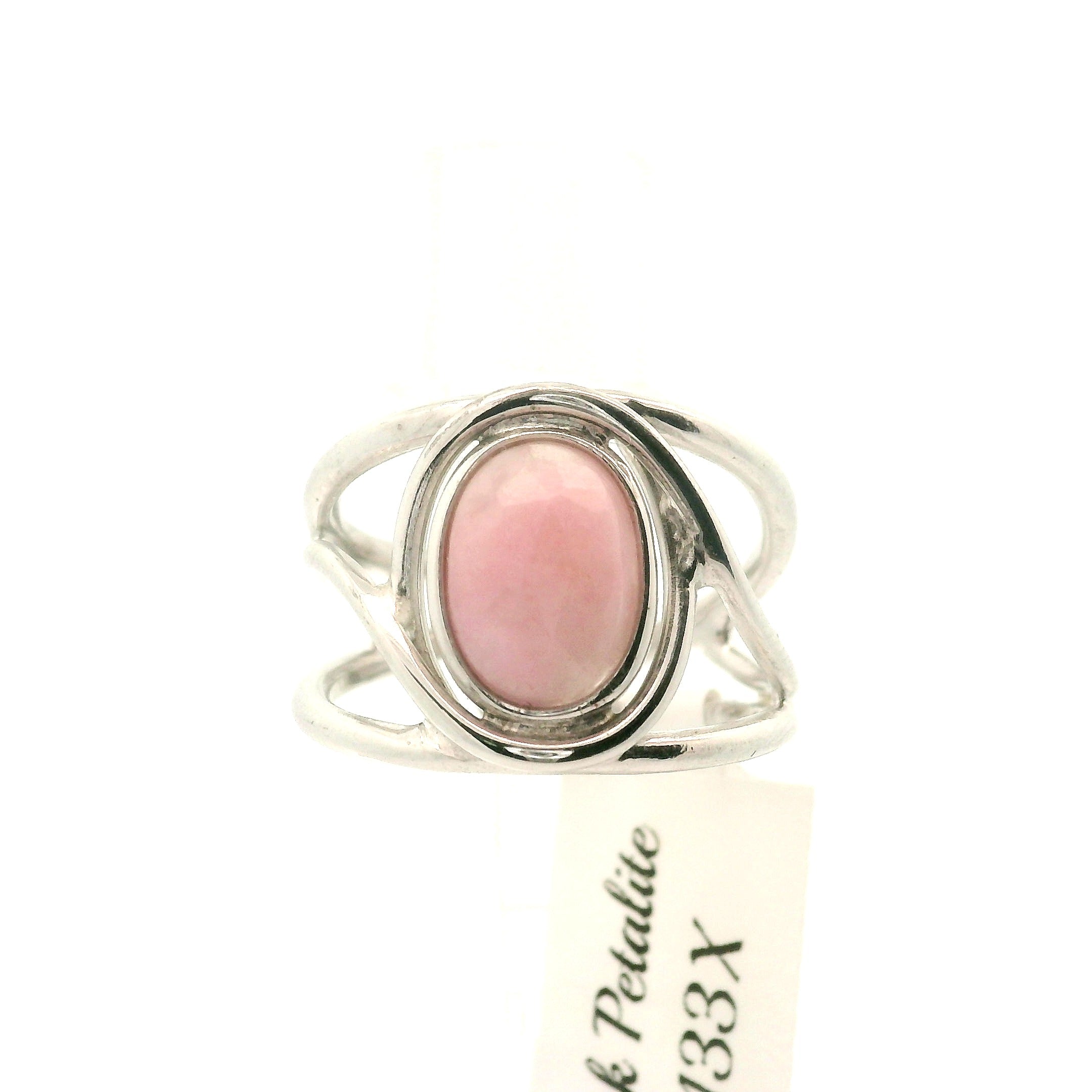 Pink Petalite Midi Cuff Ring 925 Silver for Joy, Love and Empowerment