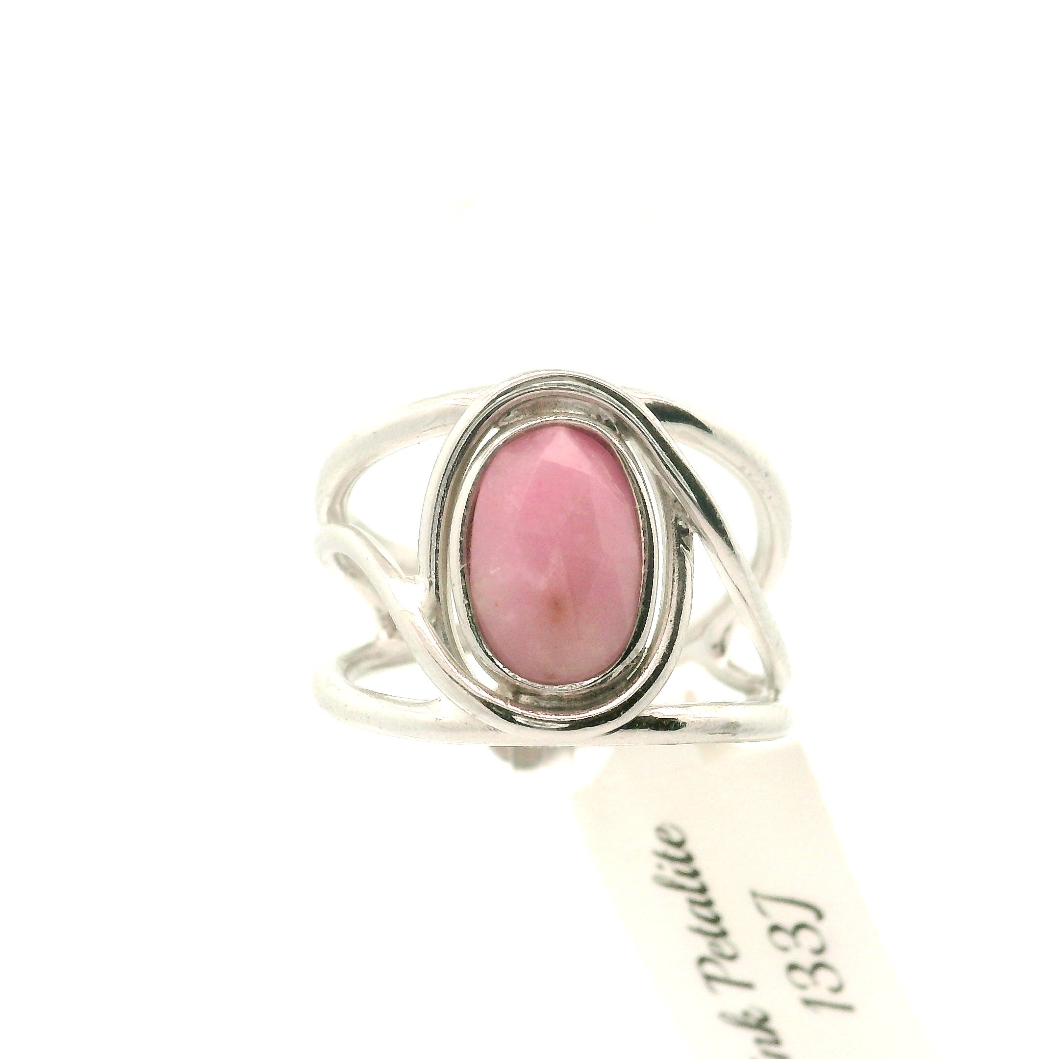 Pink Petalite Midi Cuff Ring 925 Silver for Joy, Love and Empowerment