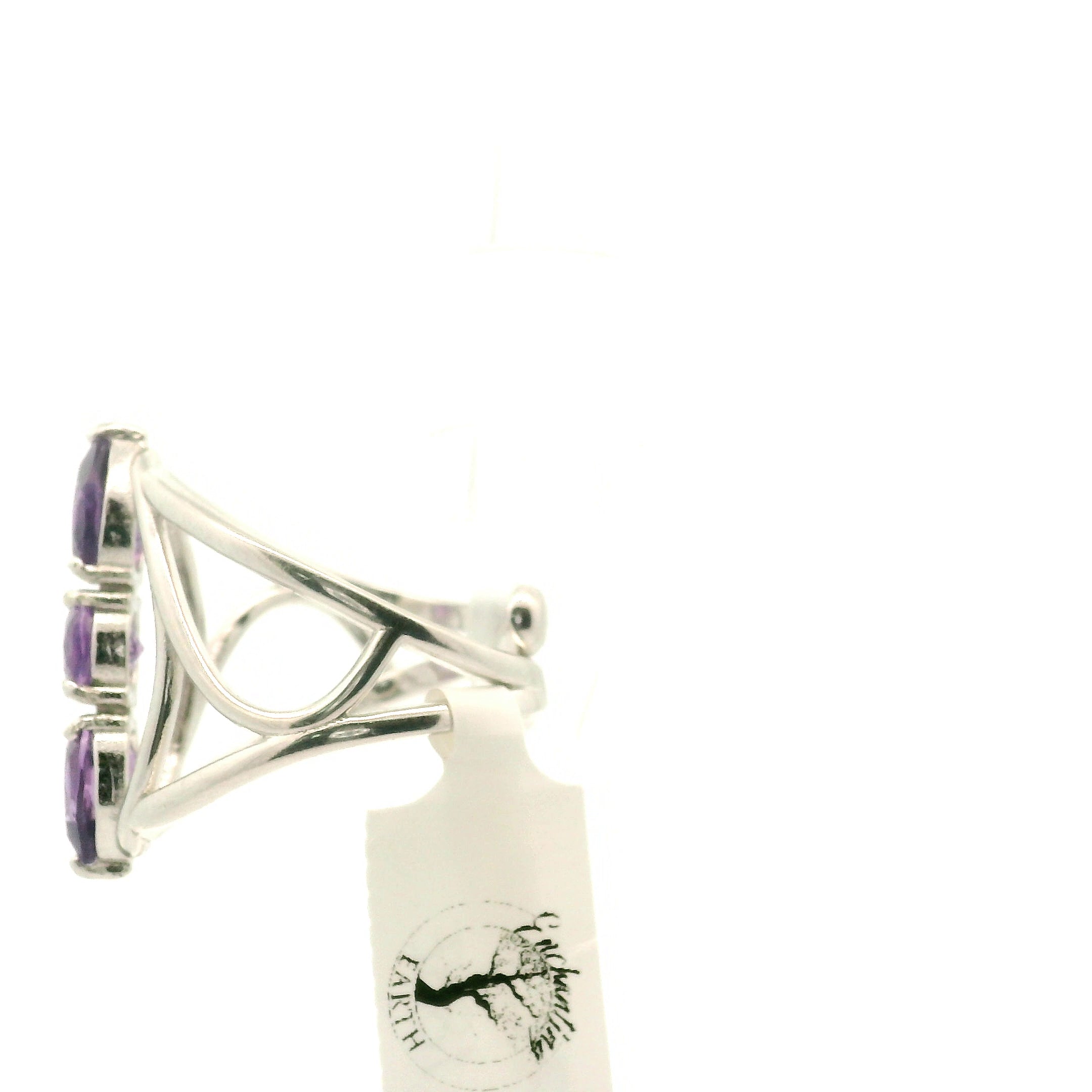 Amethyst Wand Cuff Ring .925 Silver for Enhancing your Intuitive Gifts
