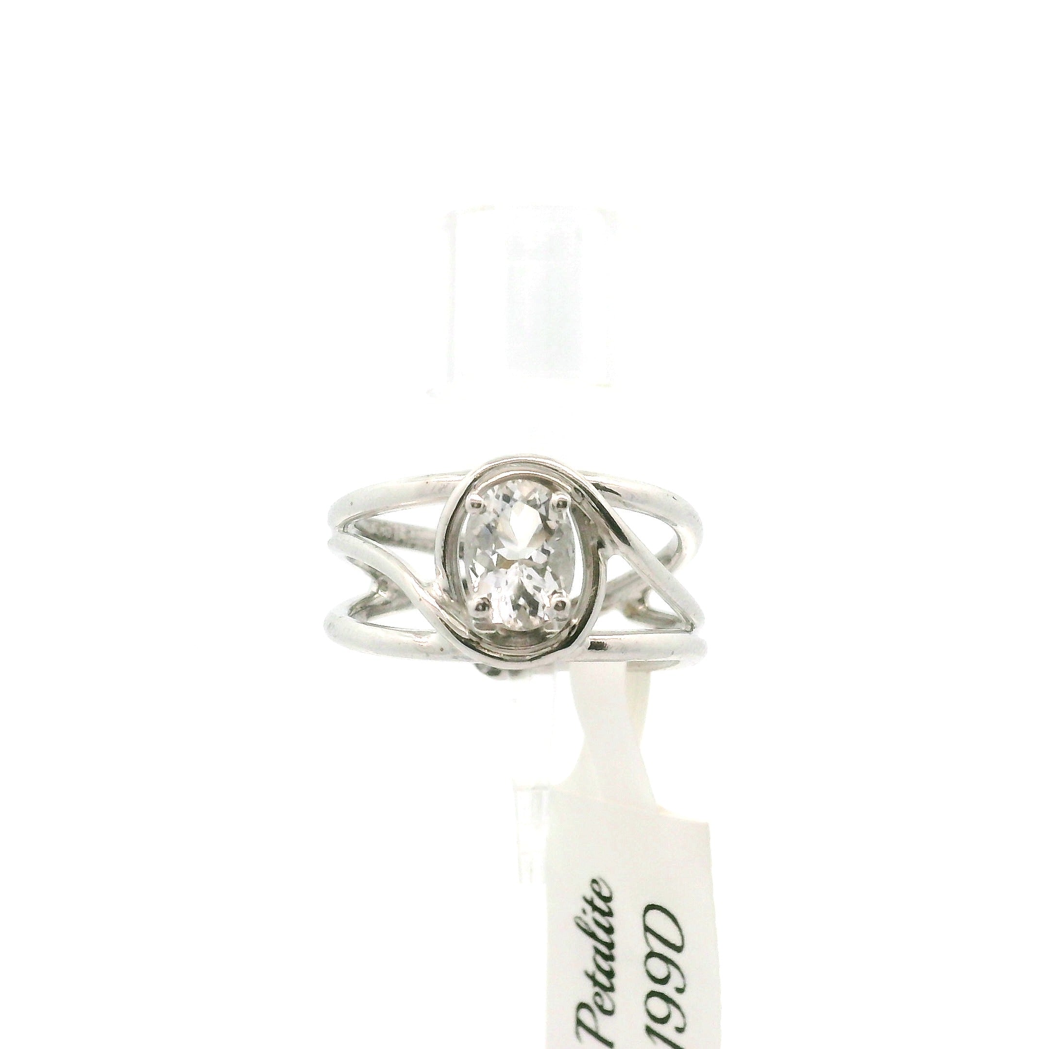 Petalite Cuff Ring .925 Silver for Profound Healing and Spiritual Advancement