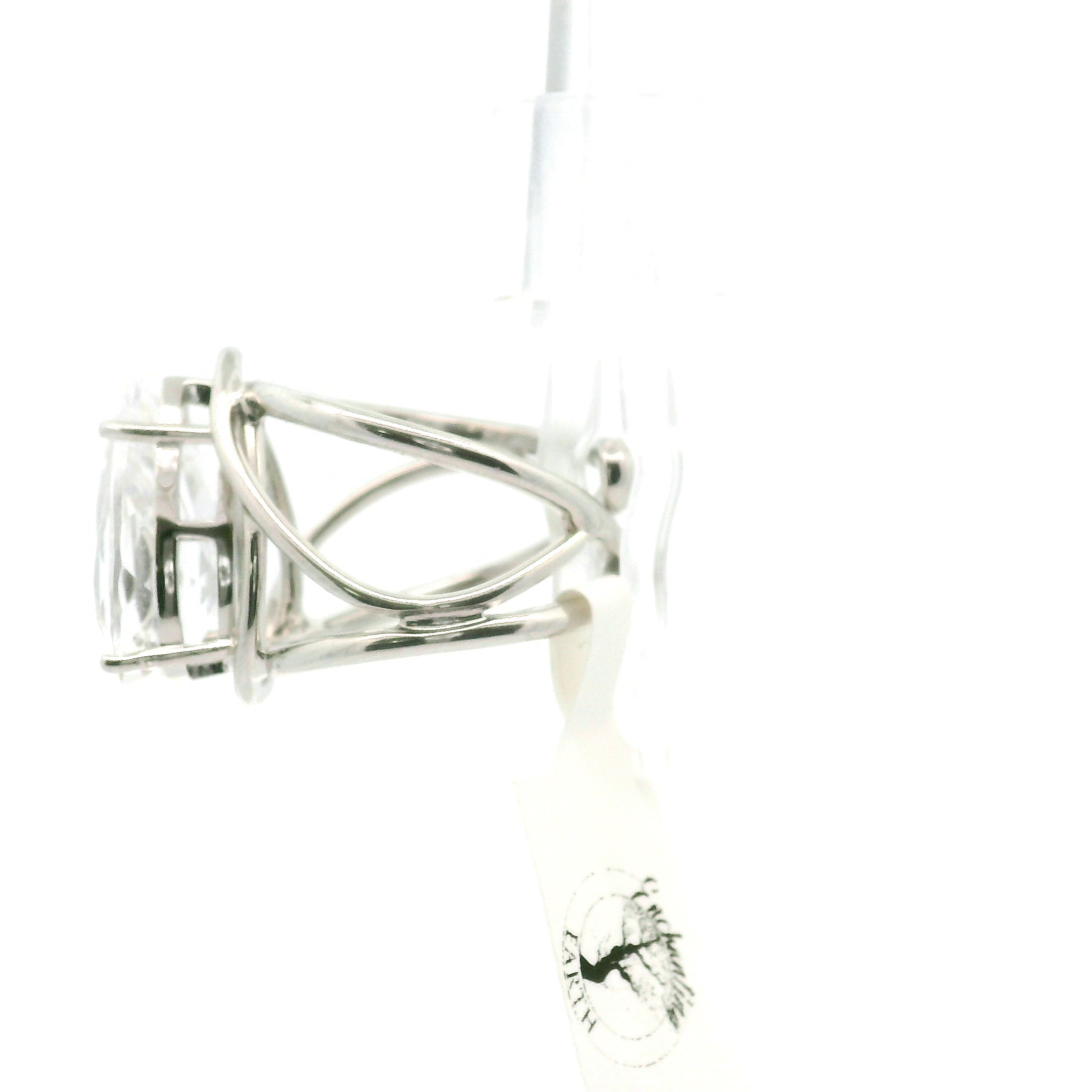 Pollucite Cuff Ring 925 Silver for Good Luck, Protection and Connection to Source