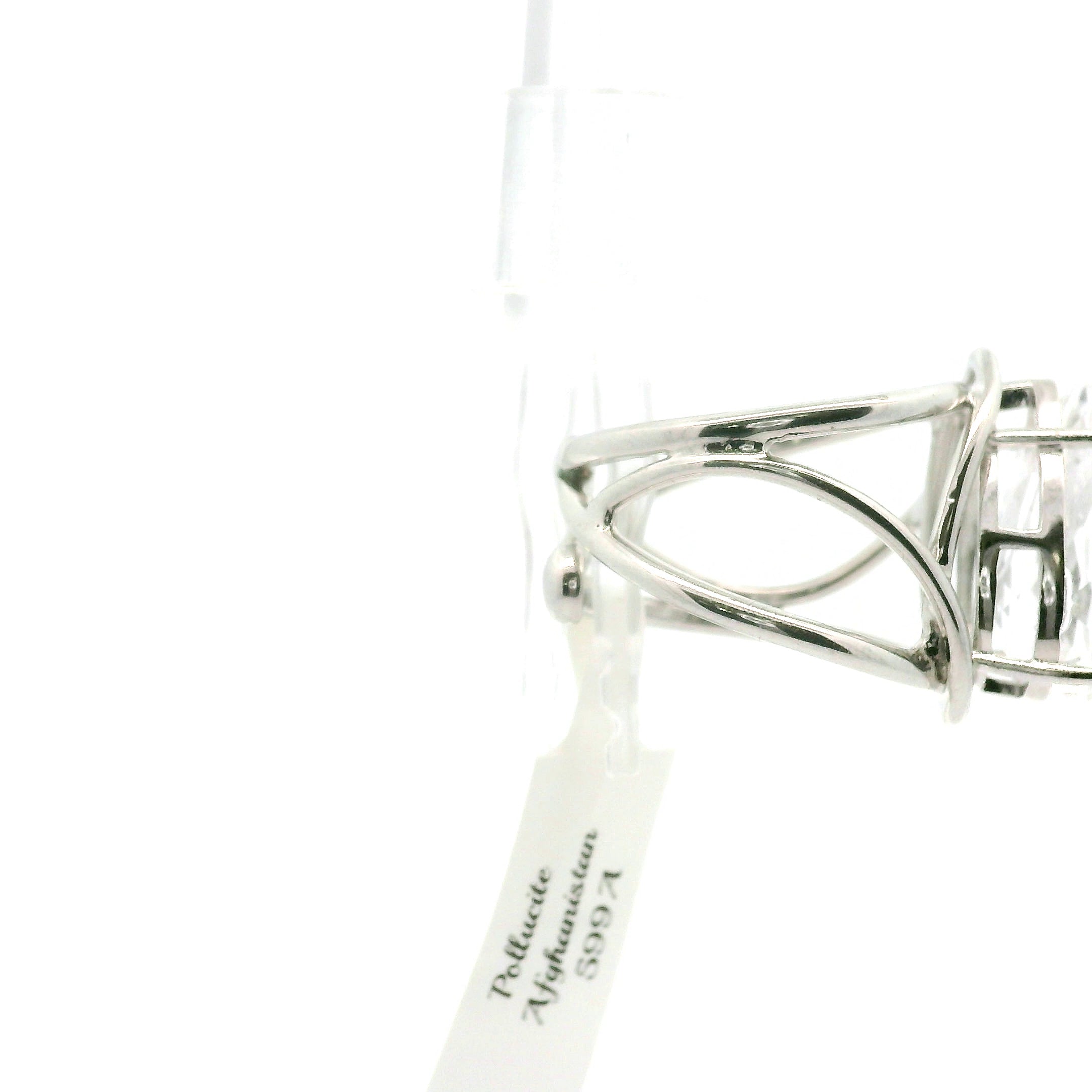 Pollucite Cuff Ring 925 Silver for Good Luck, Protection and Connection to Source