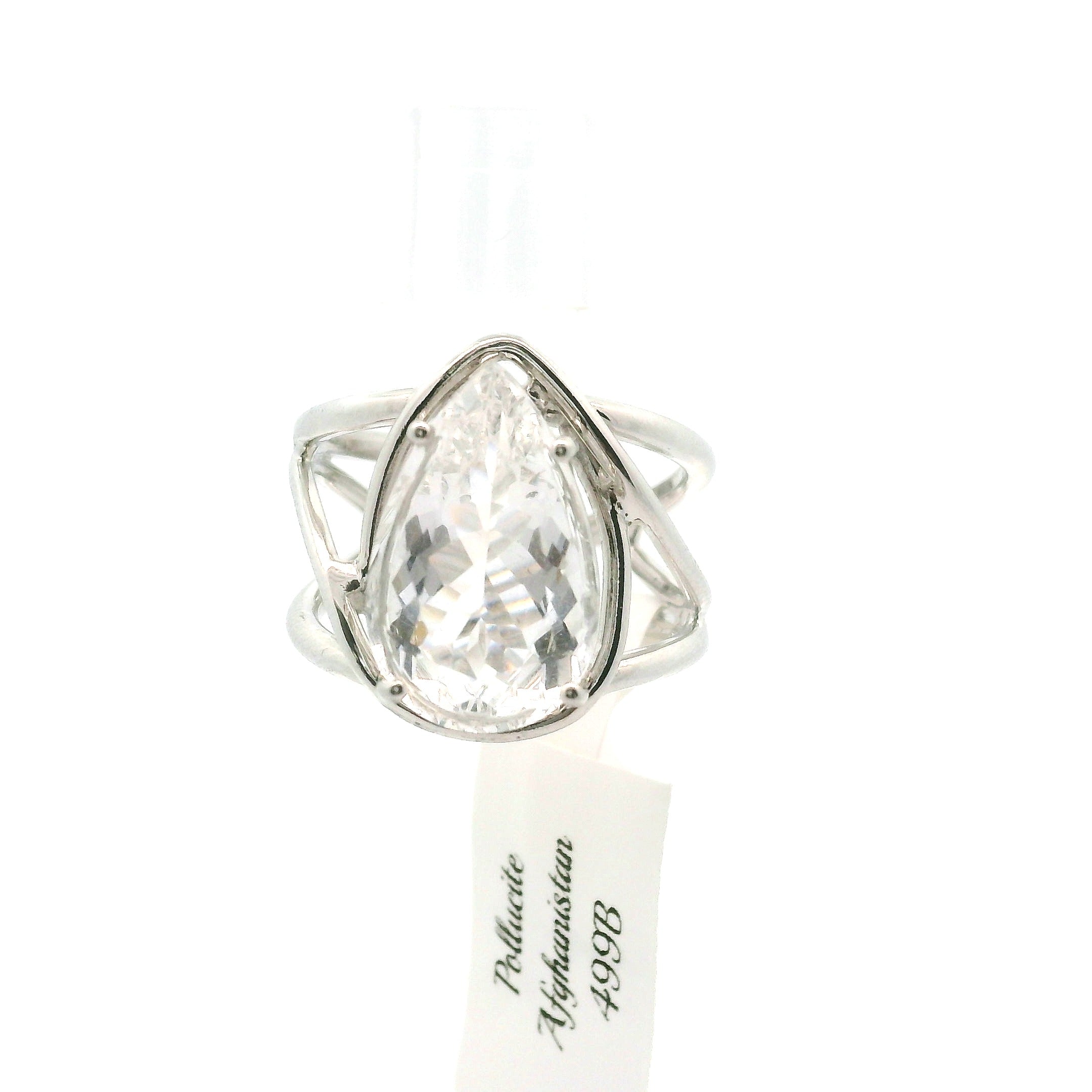 Pollucite Cuff Ring 925 Silver for Good Luck, Protection and Connection to Source