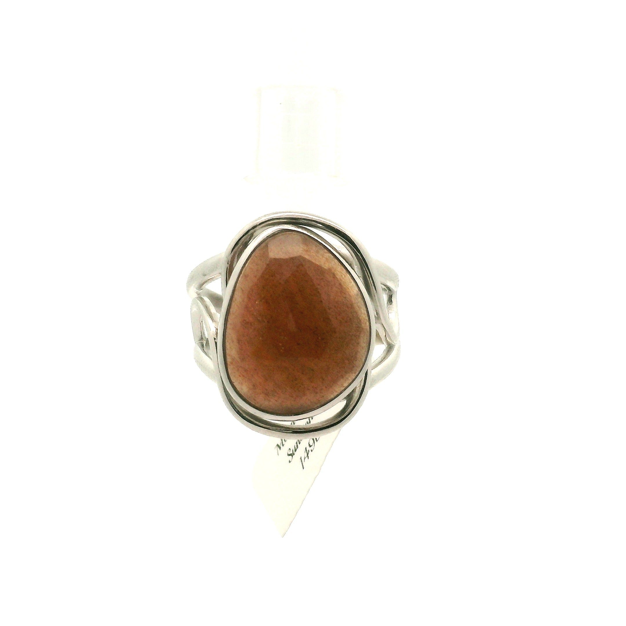 Black Moonstone with Sunstone Cuff Ring .925 Silver for Creation, Divine Feminine, & Manifestation