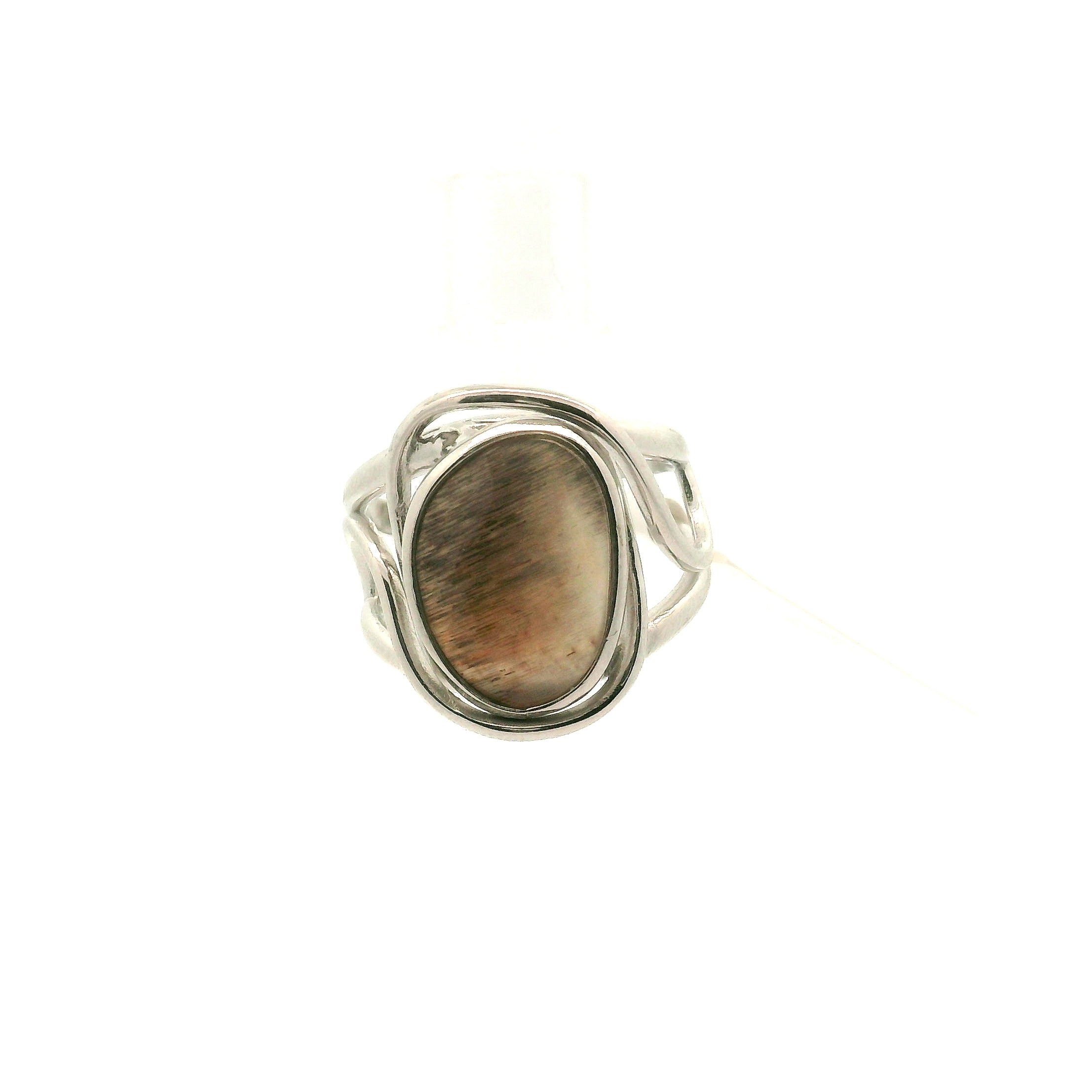 Black Moonstone with Sunstone Cuff Ring .925 Silver for Creation, Divine Feminine, & Manifestation