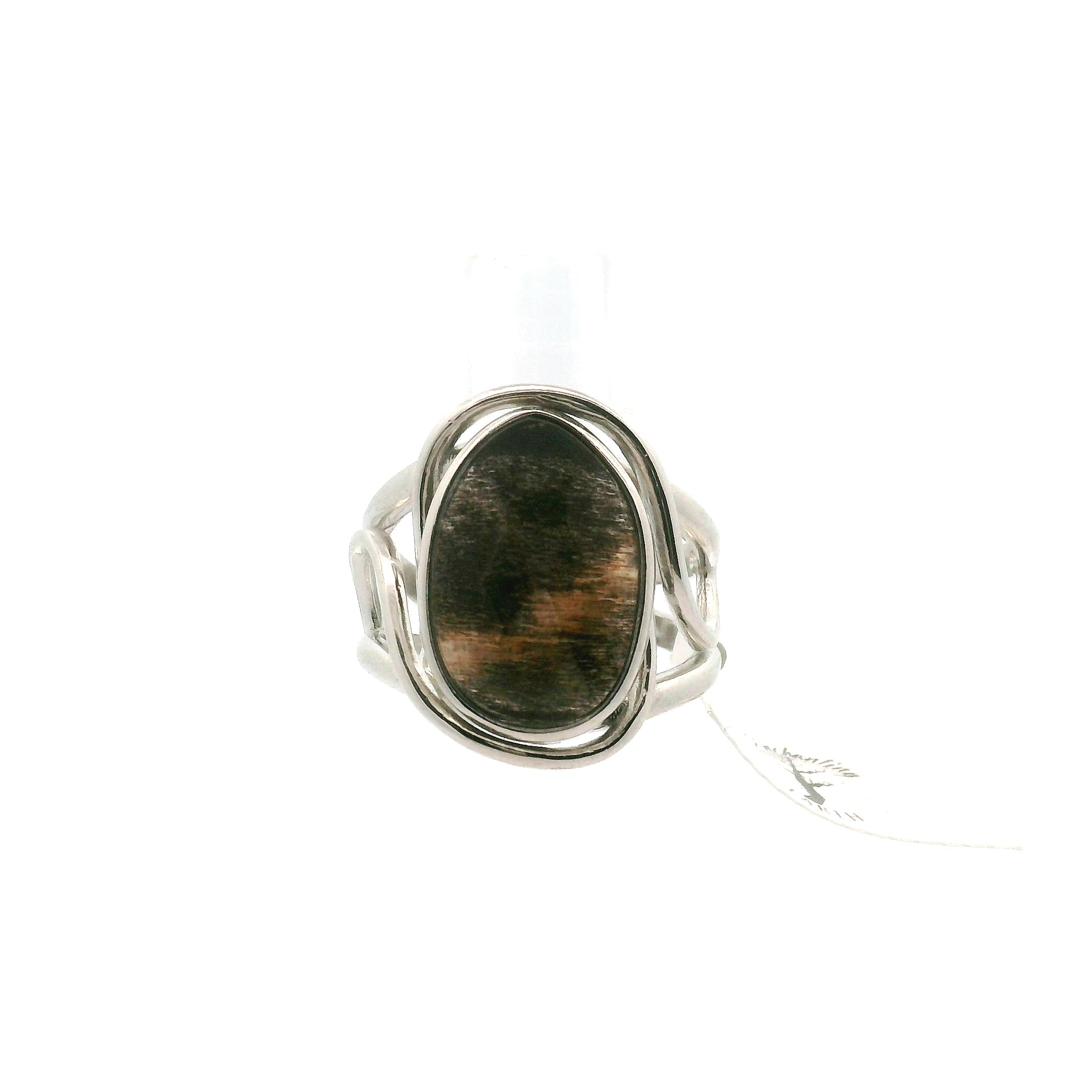 Black Moonstone with Sunstone Cuff Ring .925 Silver for Creation, Divine Feminine, & Manifestation