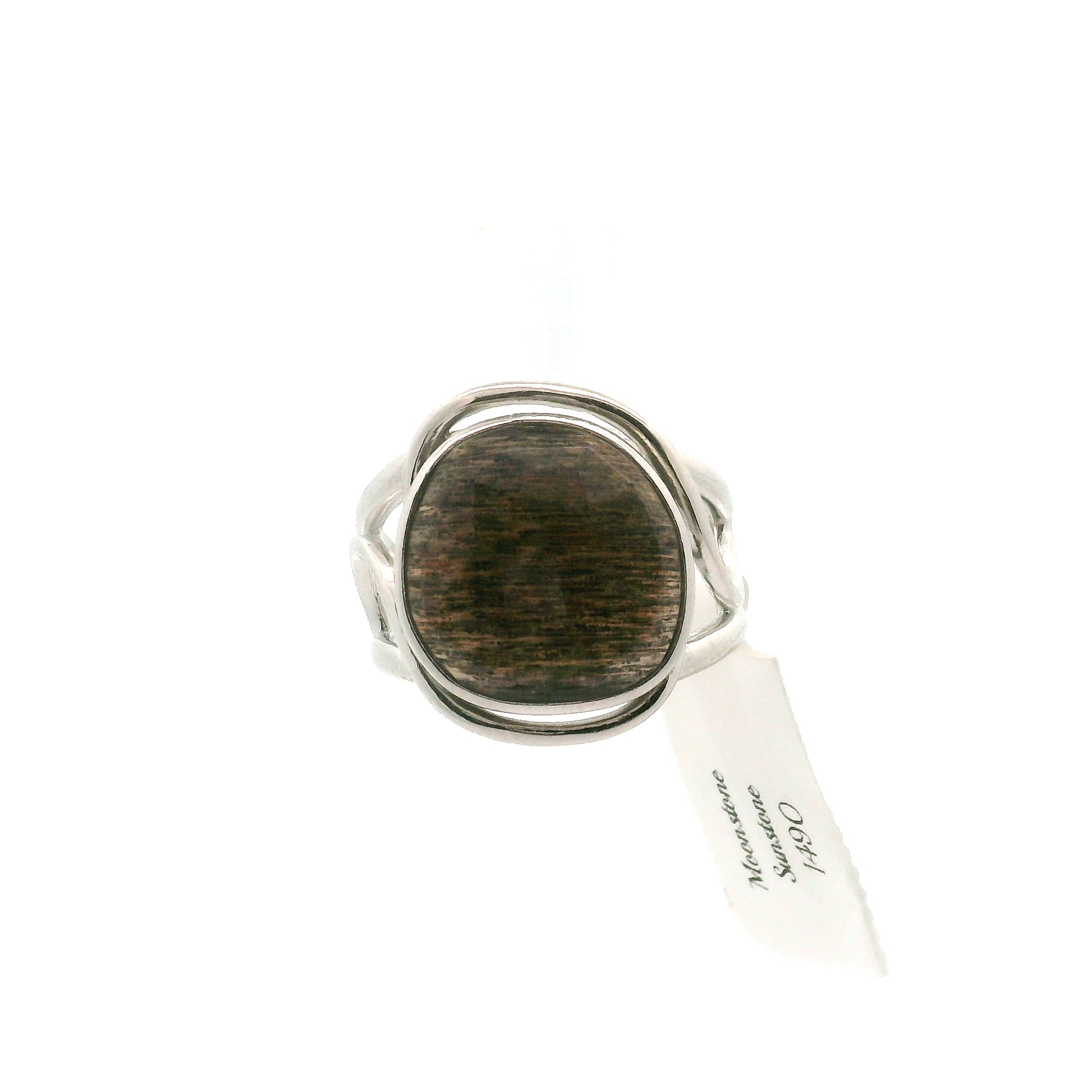 Black Moonstone with Sunstone Cuff Ring .925 Silver for Creation, Divine Feminine, & Manifestation