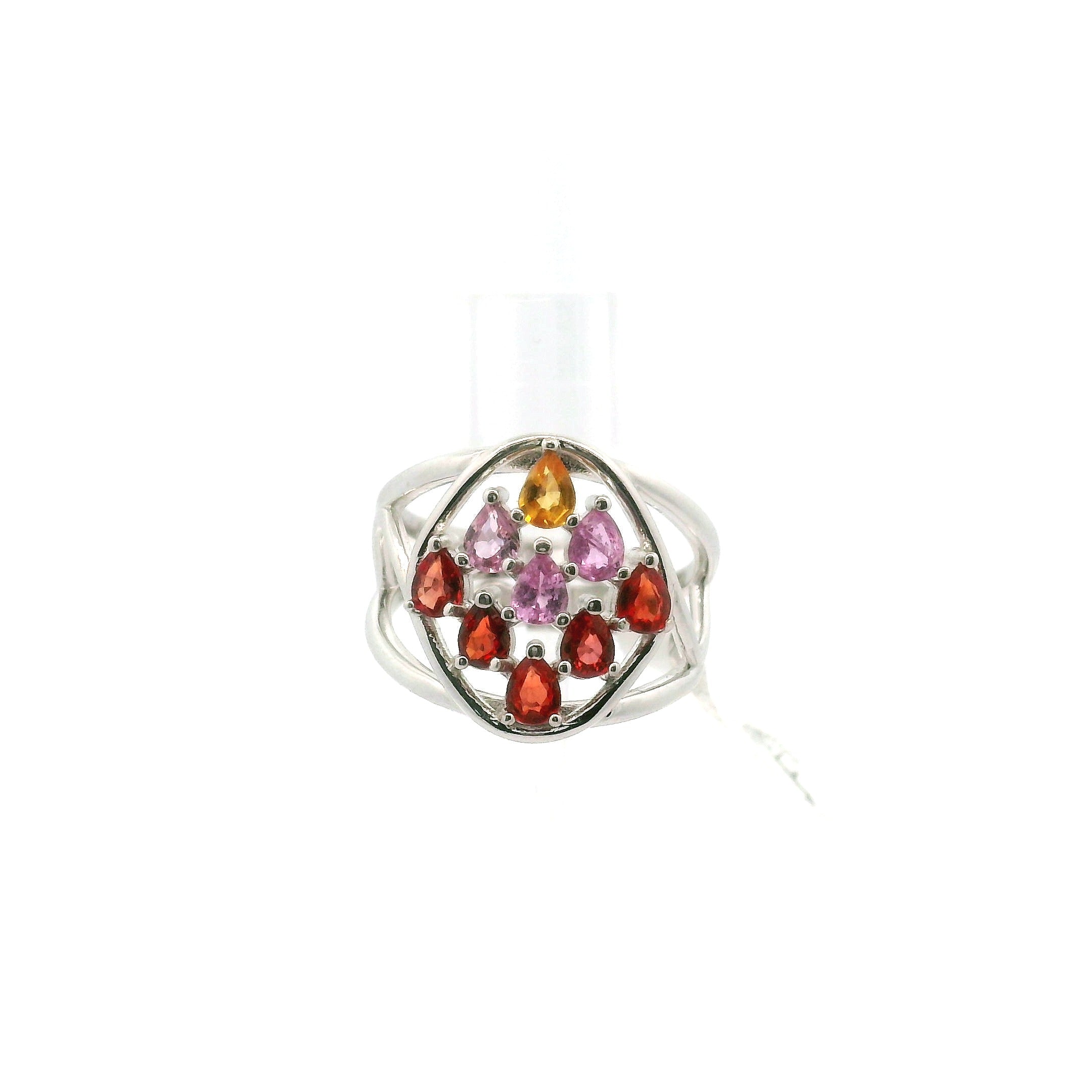 9 Stone Crystal Chandelier Cuff Ring .925 Silver for Healing, Intention Setting and Manifesting your Desires