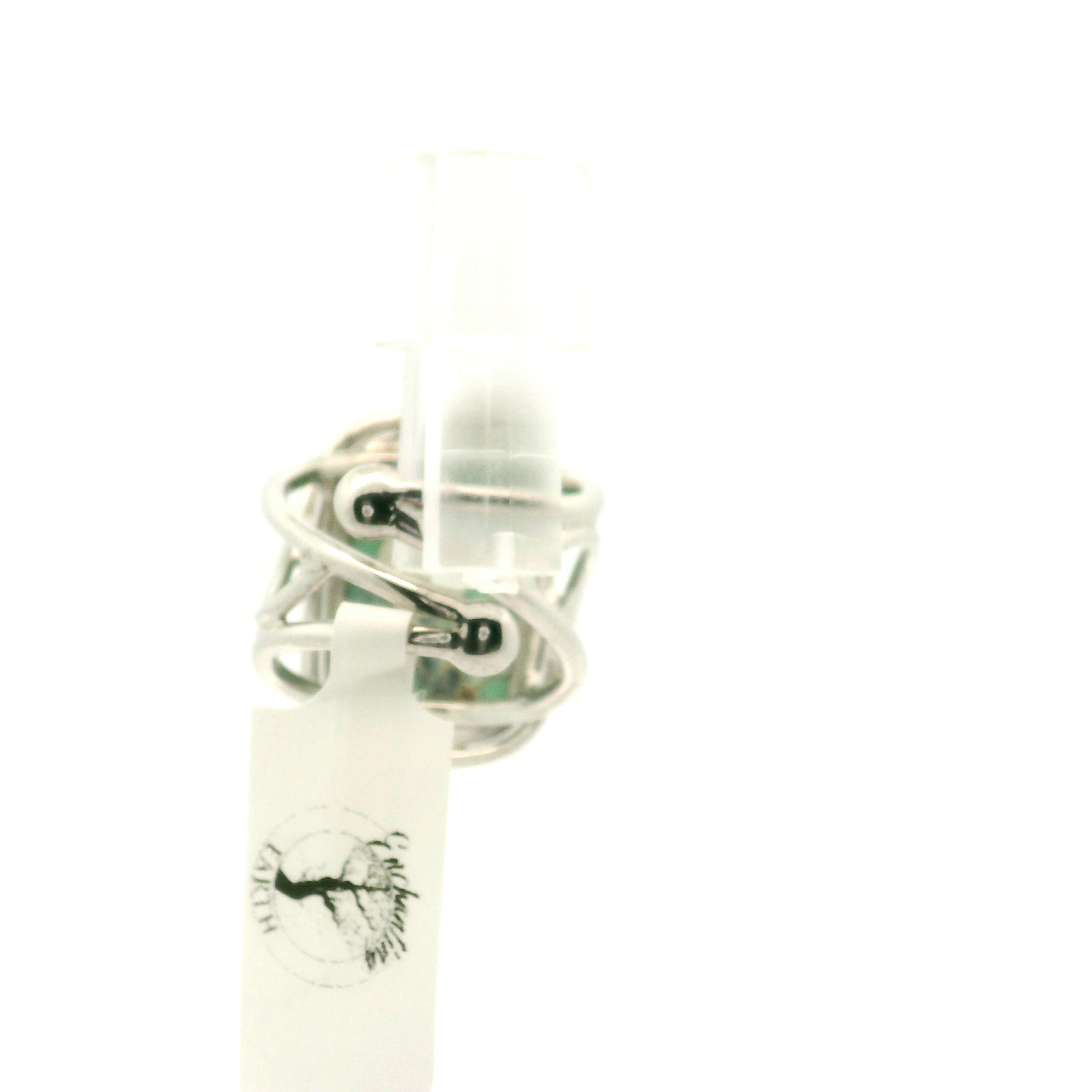 Variscite & Tourmaline Cuff Ring .925 Silver for Emotional Healing, Joy, Love and Prosperity