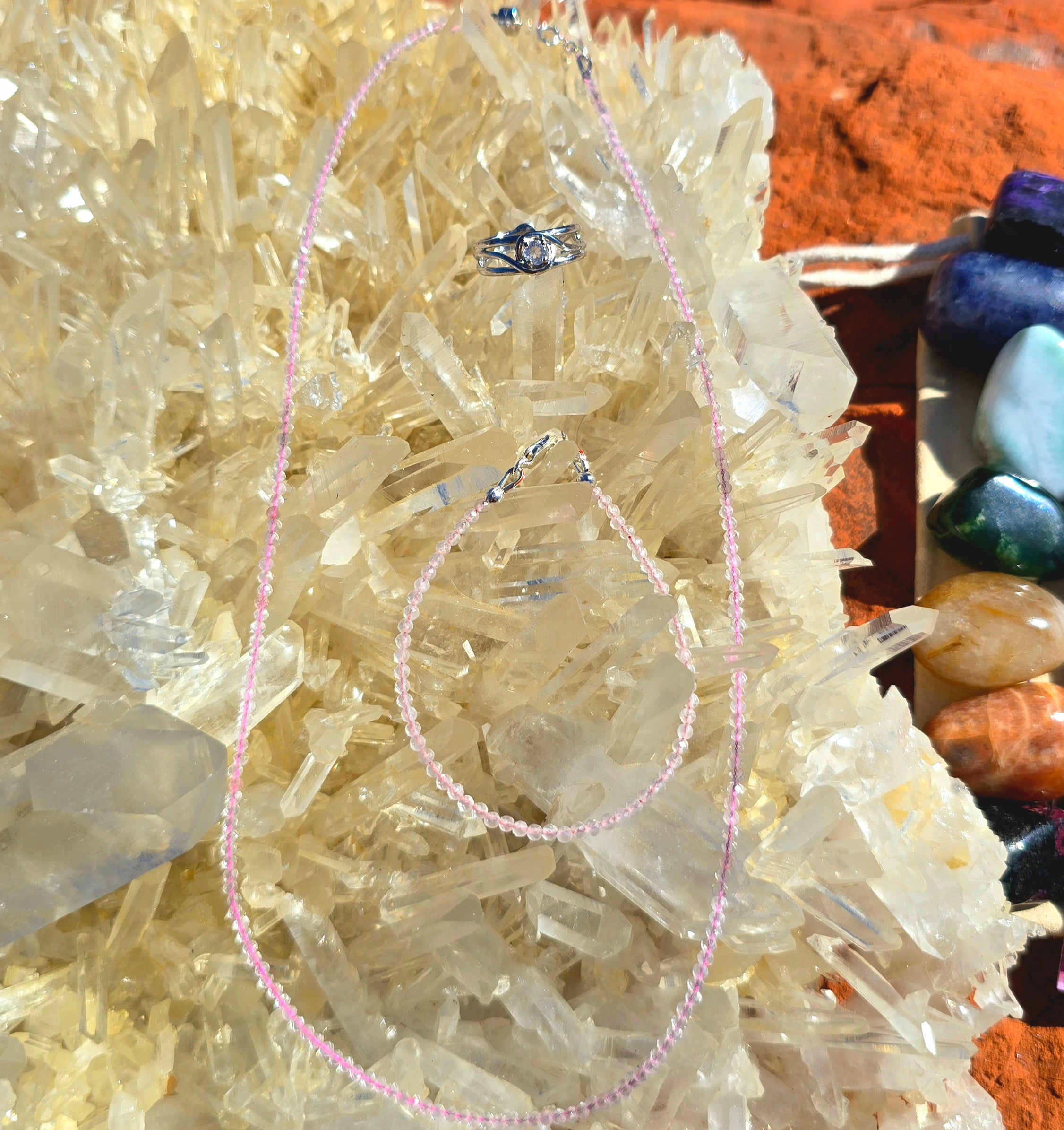 Radiant Ritual Holiday Set | Choker Bracelet Midi Ring + Luxury 7-Chakra Stone Set | Citrine Rose Quartz Amethyst Black Tourmaline