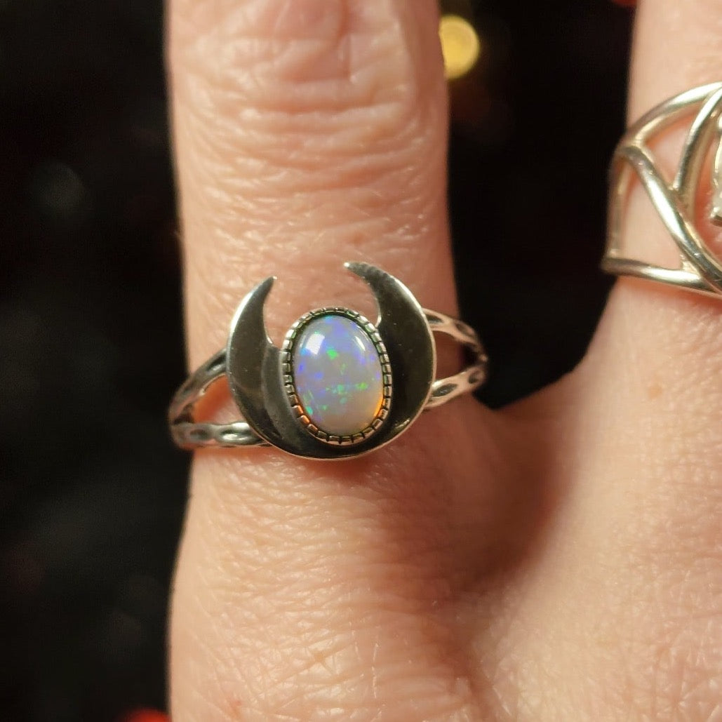 Moon Goddess Adjustable Ring .925 Silver for Goddess Energy and Intuition