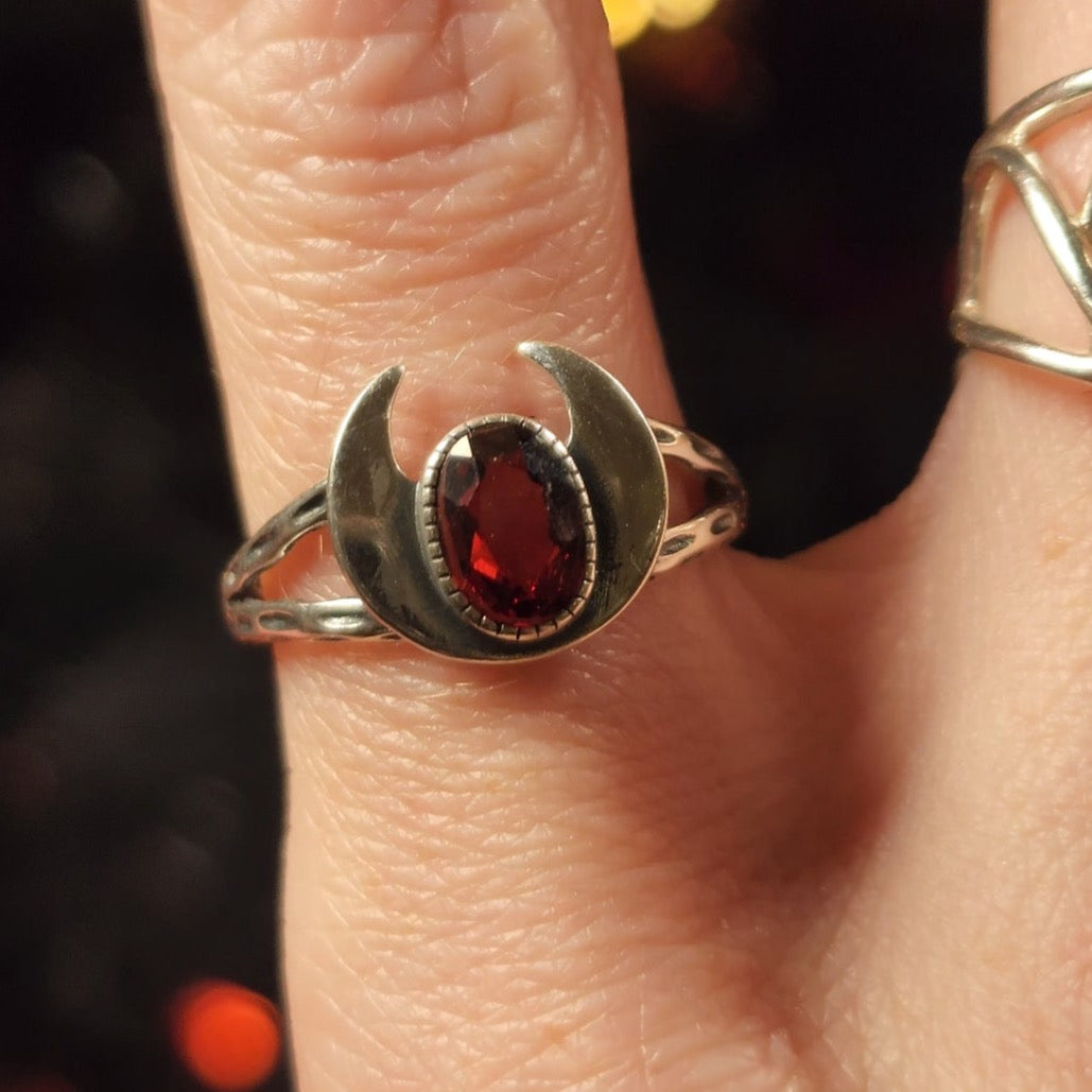 Moon Goddess Adjustable Ring .925 Silver for Goddess Energy and Intuition