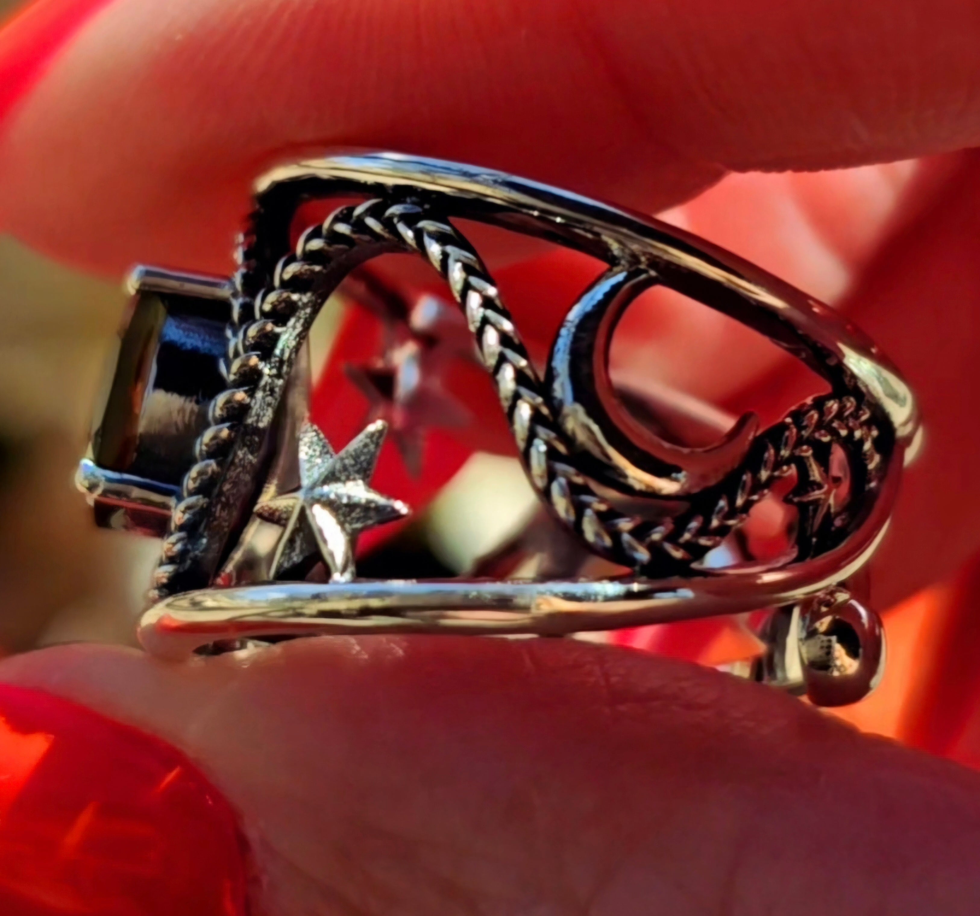Moldavite Dreamweaver Finger Cuff Adjustable Ring .925 Silver for Manifesting your Dream Life
