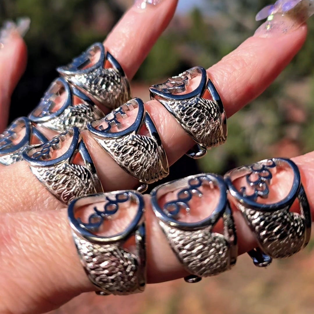 Angel Codes Cuff Ring .925 Silver for Connecting with Angels, Divine Guidance, Manifestation and Protection