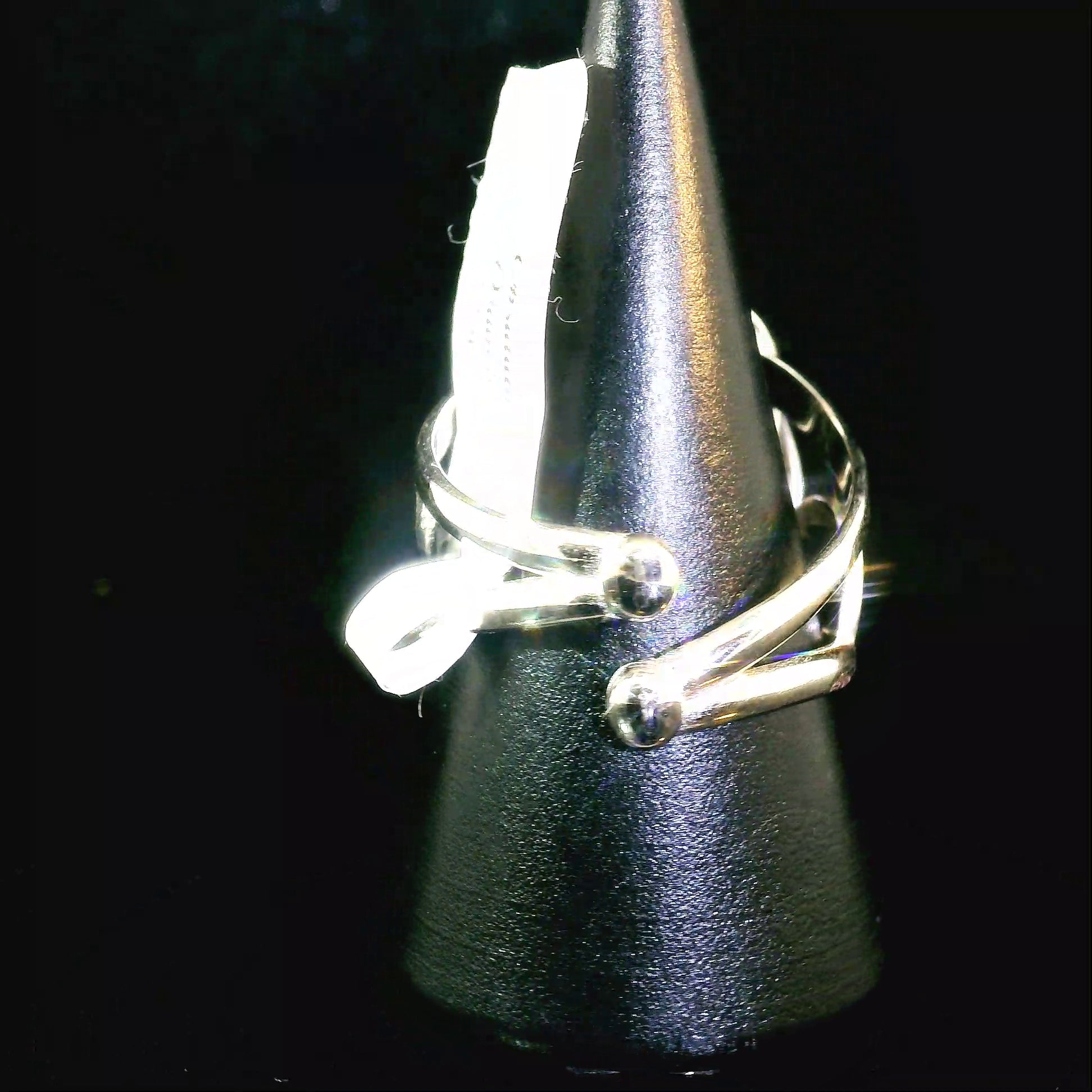 Dragon Rainbow Obsidian Cuff Ring .925 Silver for Hope, Peace and Shadow Work