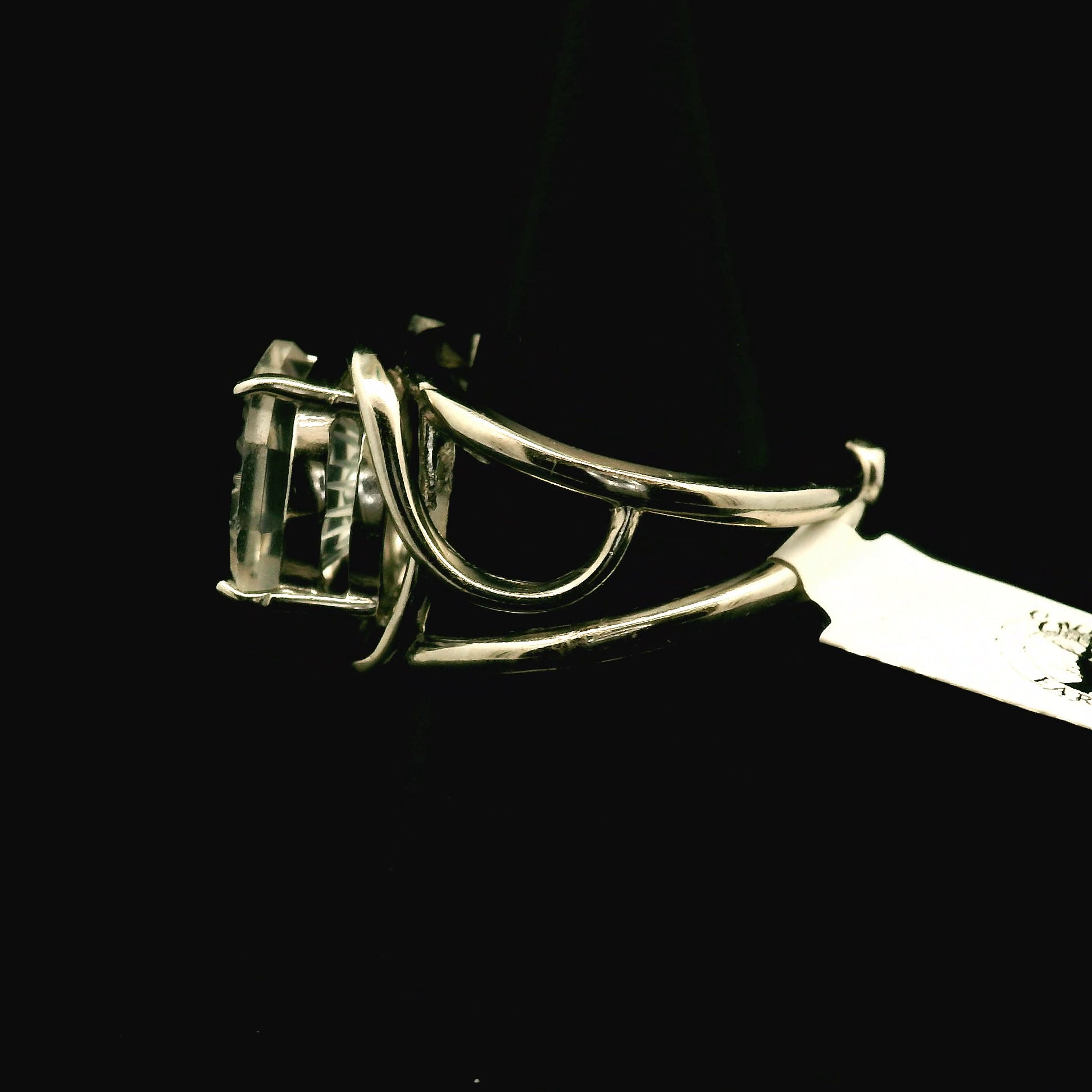 Clear Quartz Fantasy Cut Cuff Ring .925 Silver for Healing, Intention Setting and Manifesting your Desires