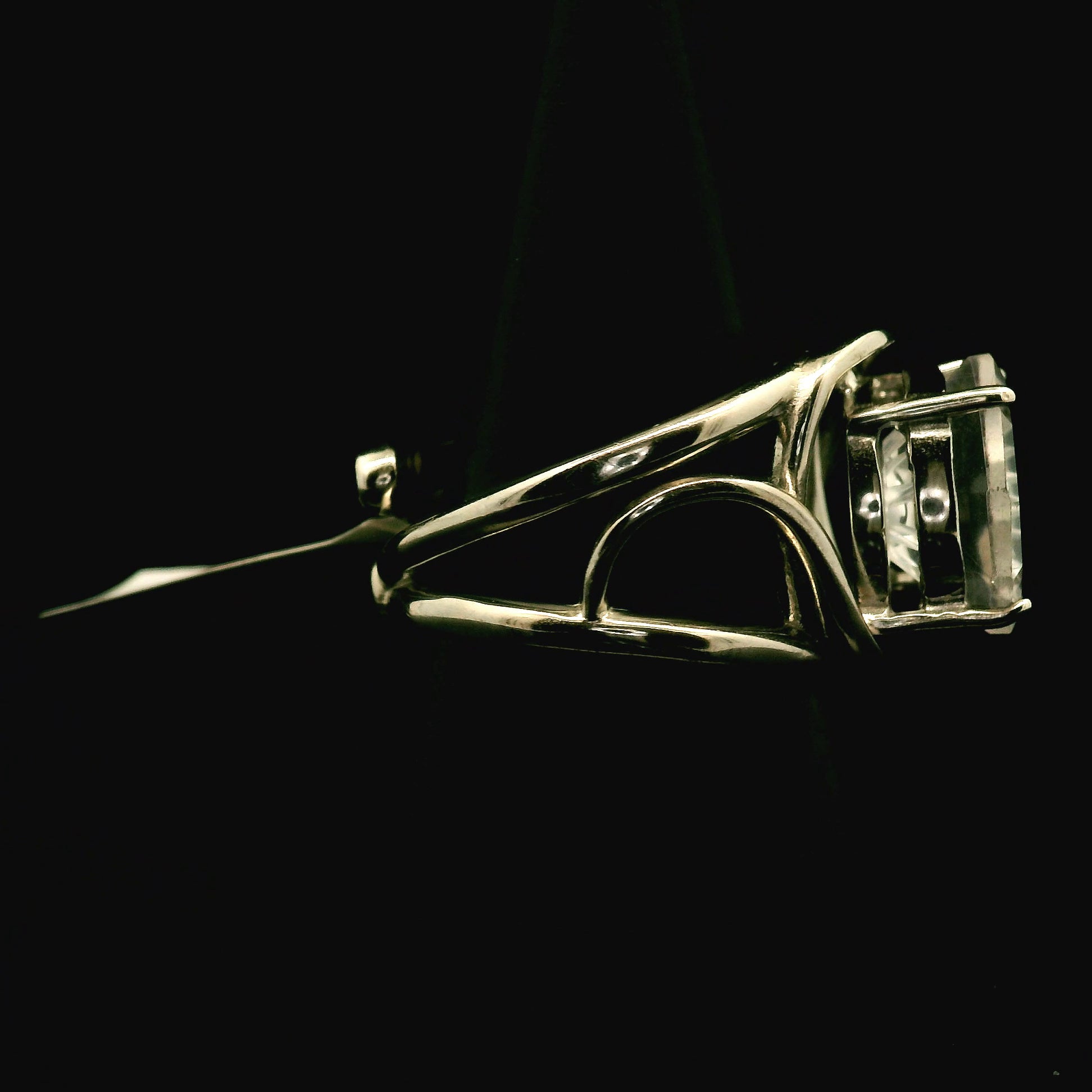 Clear Quartz Fantasy Cut Cuff Ring .925 Silver for Healing, Intention Setting and Manifesting your Desires