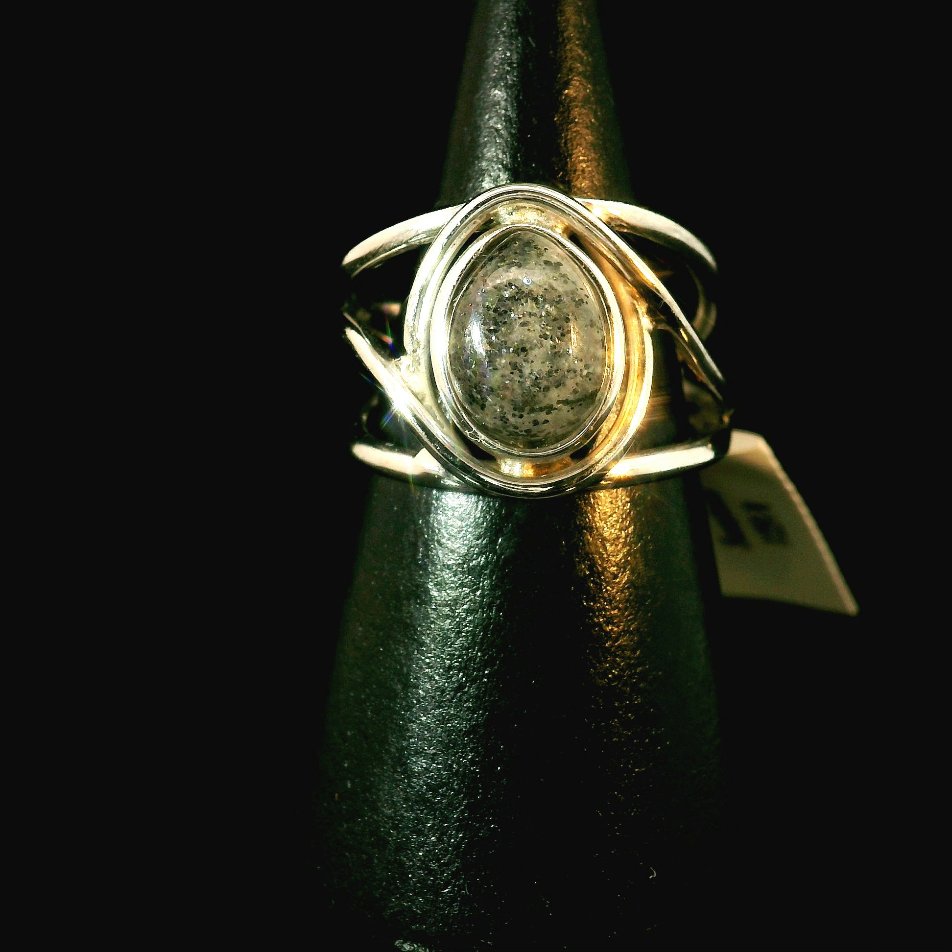 Divine Black Sunstone Midi Cuff Ring .925 Silver for Cleansing & Balancing Chakras