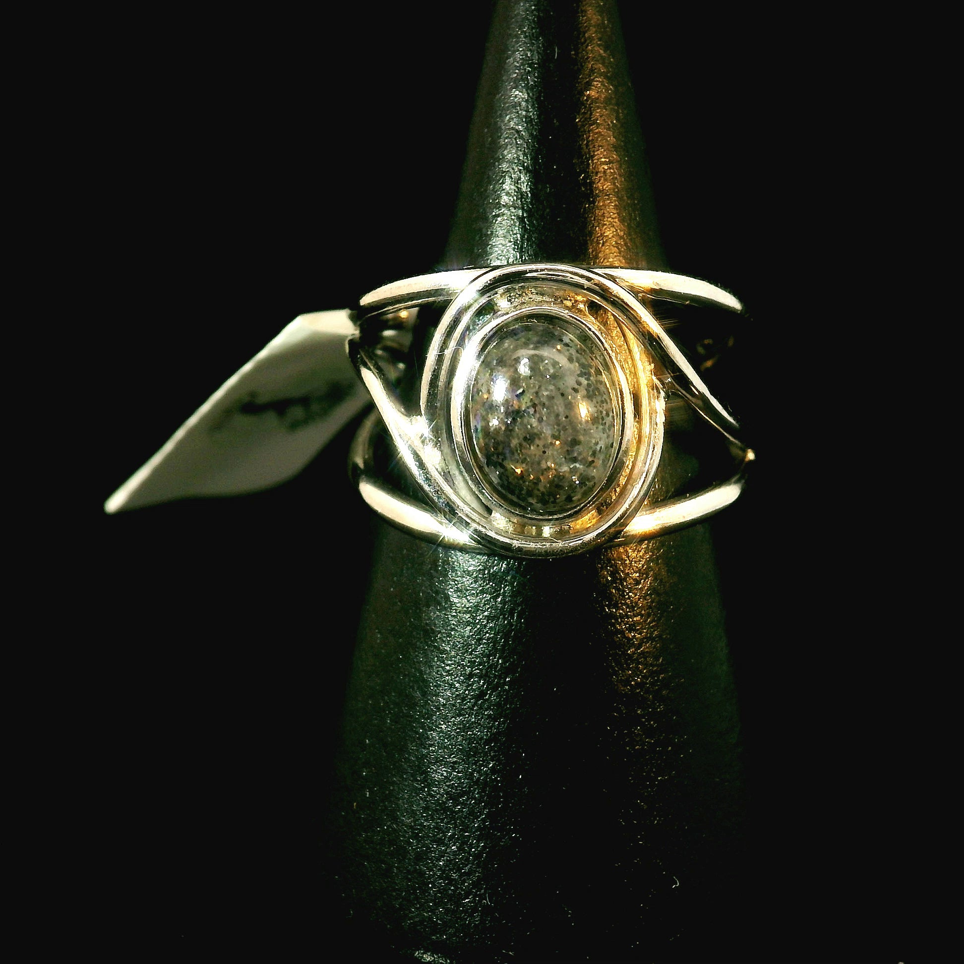 Divine Black Sunstone Midi Cuff Ring .925 Silver for Cleansing & Balancing Chakras
