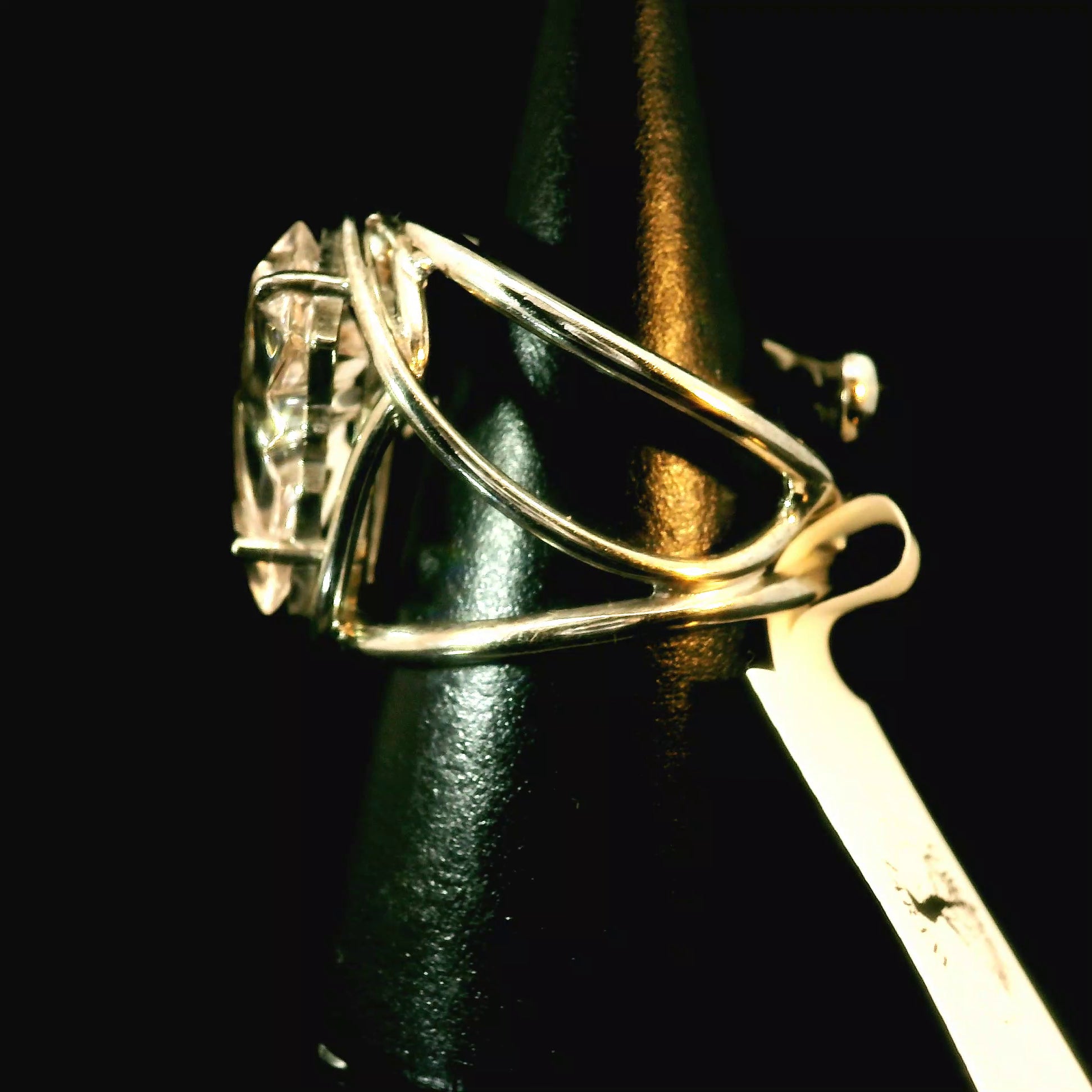 Morganite Fantasy Cut Cuff Ring .925 Silver for Abundance of Joy and Love