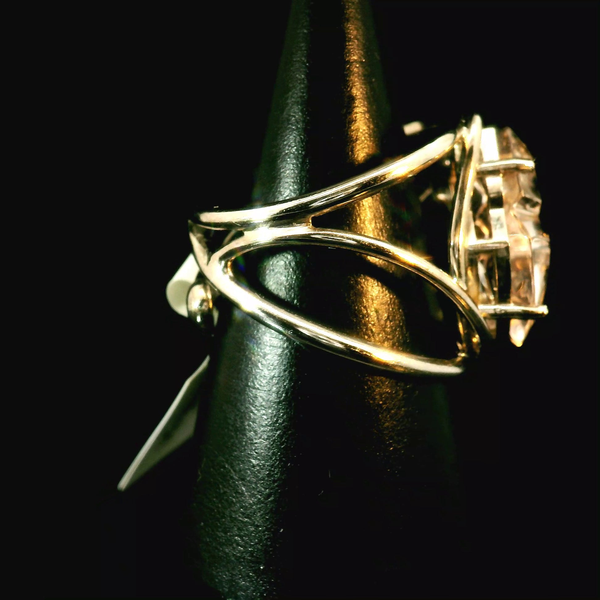 Morganite Fantasy Cut Cuff Ring .925 Silver for Abundance of Joy and Love