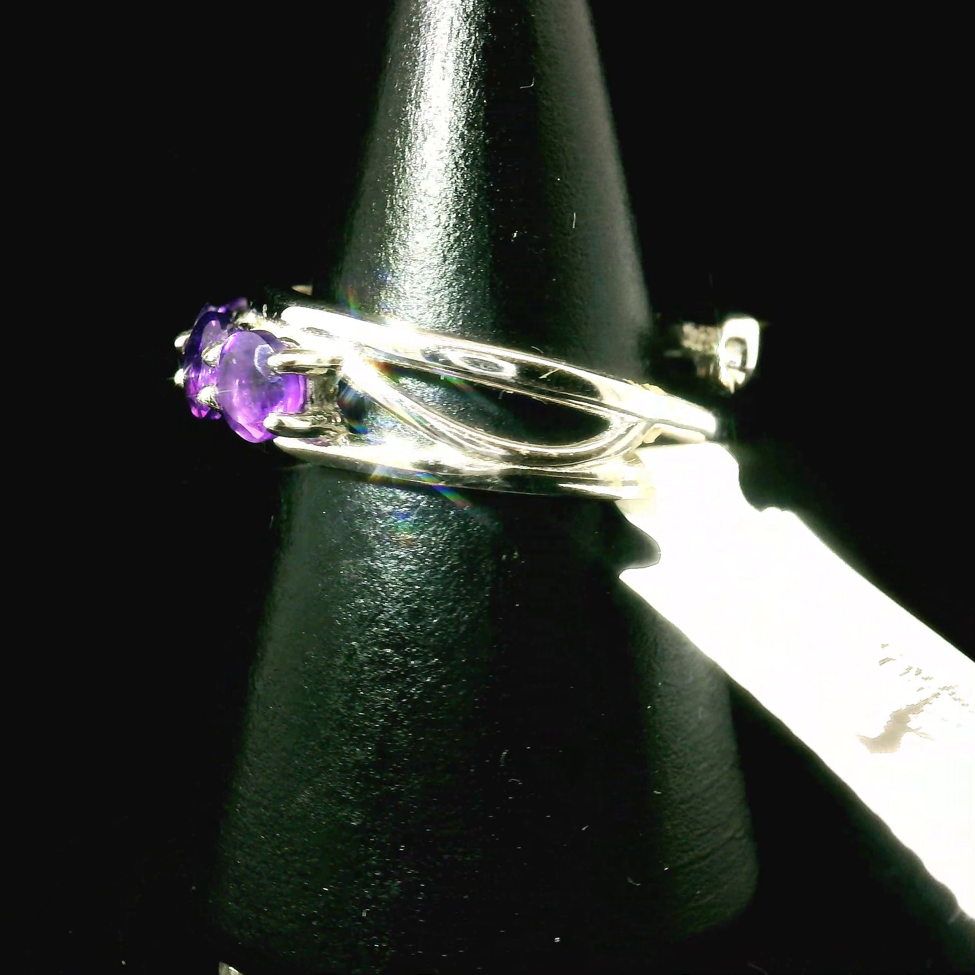 Amethyst Stacker Cuff Ring .925 Silver for Enhancing your Intuitive Gifts