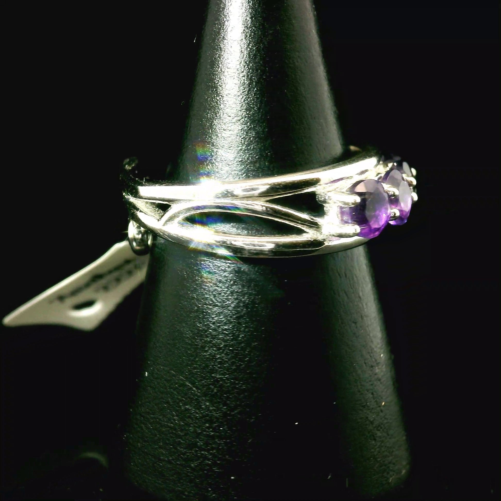 Amethyst Stacker Cuff Ring .925 Silver for Enhancing your Intuitive Gifts
