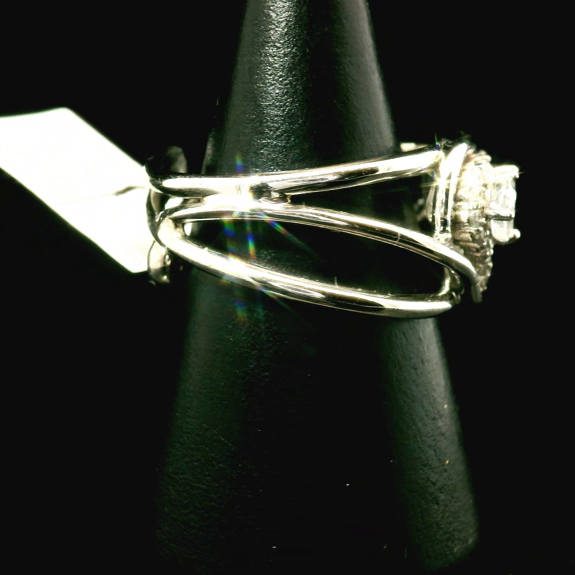 White Topaz Heart Cuff Ring .925 Silver for Health, Protection, Amplifying Intentions & Accelerating Manifestations