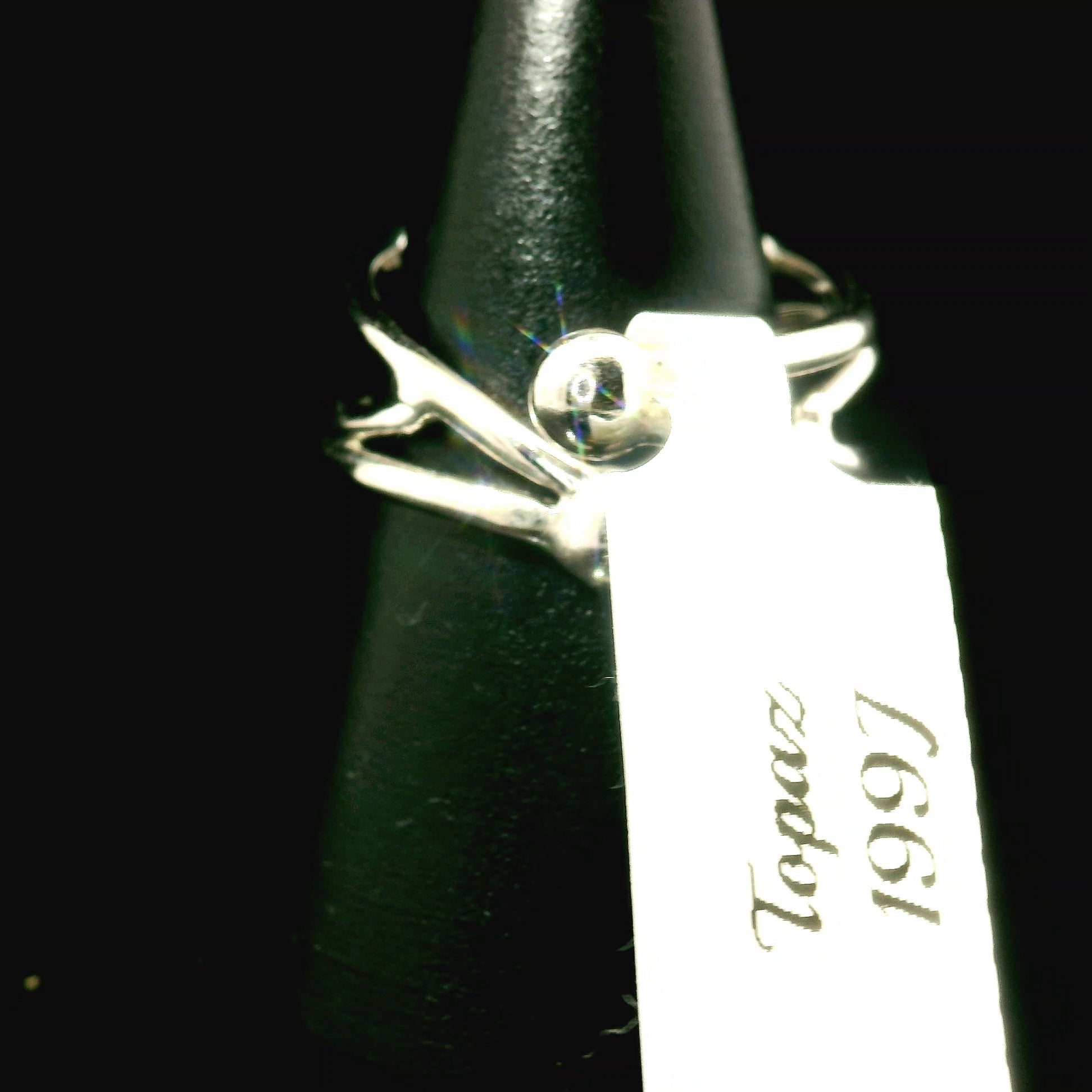 Rutilated Topaz Cuff Ring .925 Sterling Silver for Spiritual Transformation