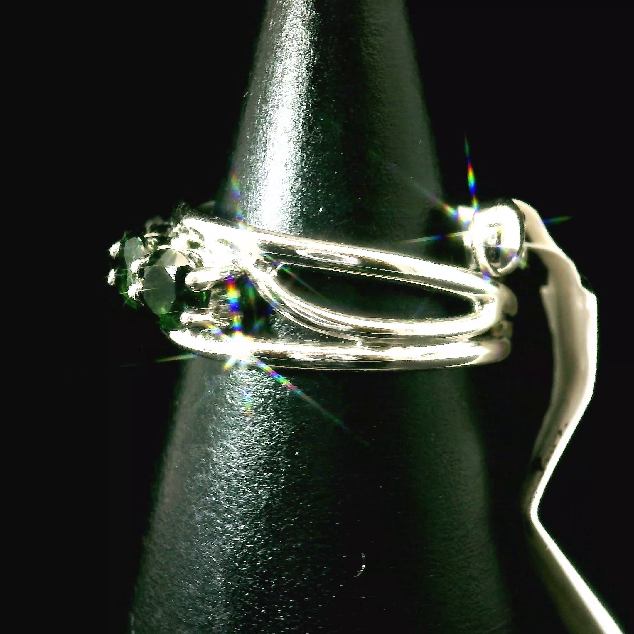 Blue Tourmaline Stacker Cuff Ring .925 Silver for Awareness, Communication and Meditation