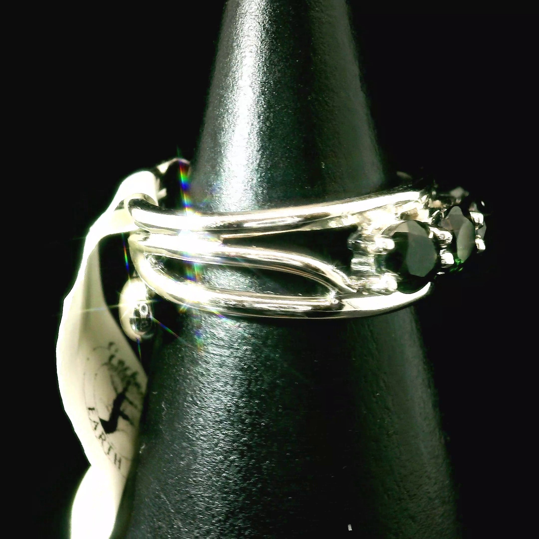 Blue Tourmaline Stacker Cuff Ring .925 Silver for Awareness, Communication and Meditation