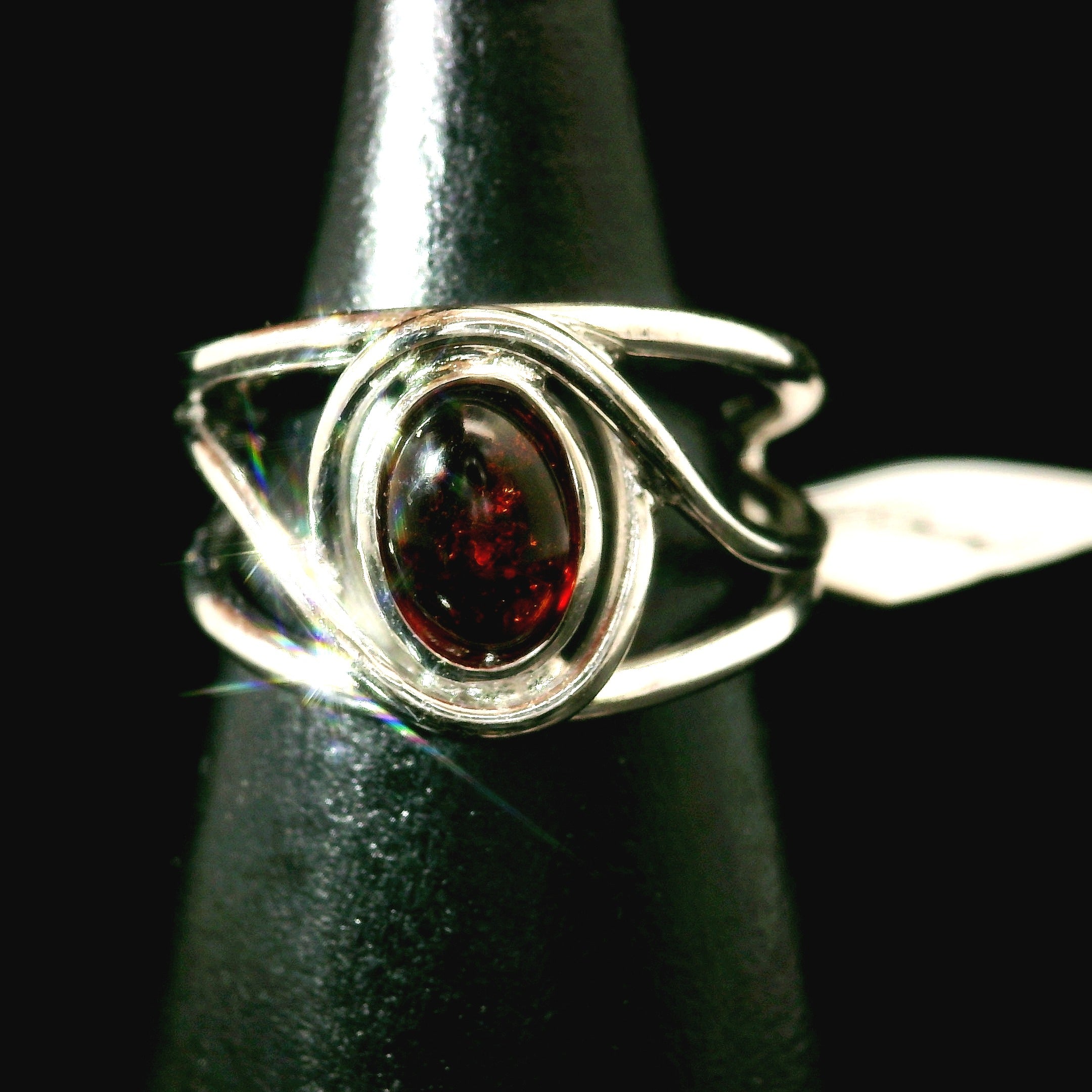 Baltic Amber Midi Cuff Ring .925 Silver for Manifesting Abundance, Optimism & Purification of Energy