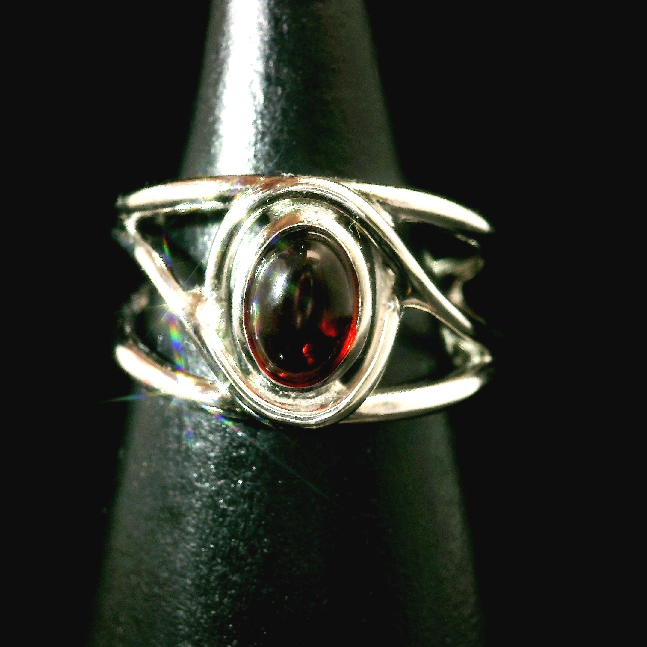 Baltic Amber Midi Cuff Ring .925 Silver for Manifesting Abundance, Optimism & Purification of Energy