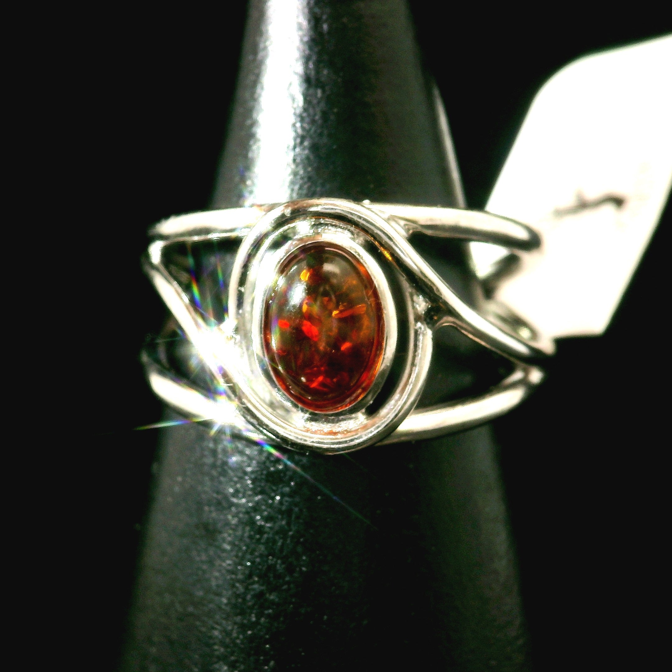 Baltic Amber Midi Cuff Ring .925 Silver for Manifesting Abundance, Optimism & Purification of Energy