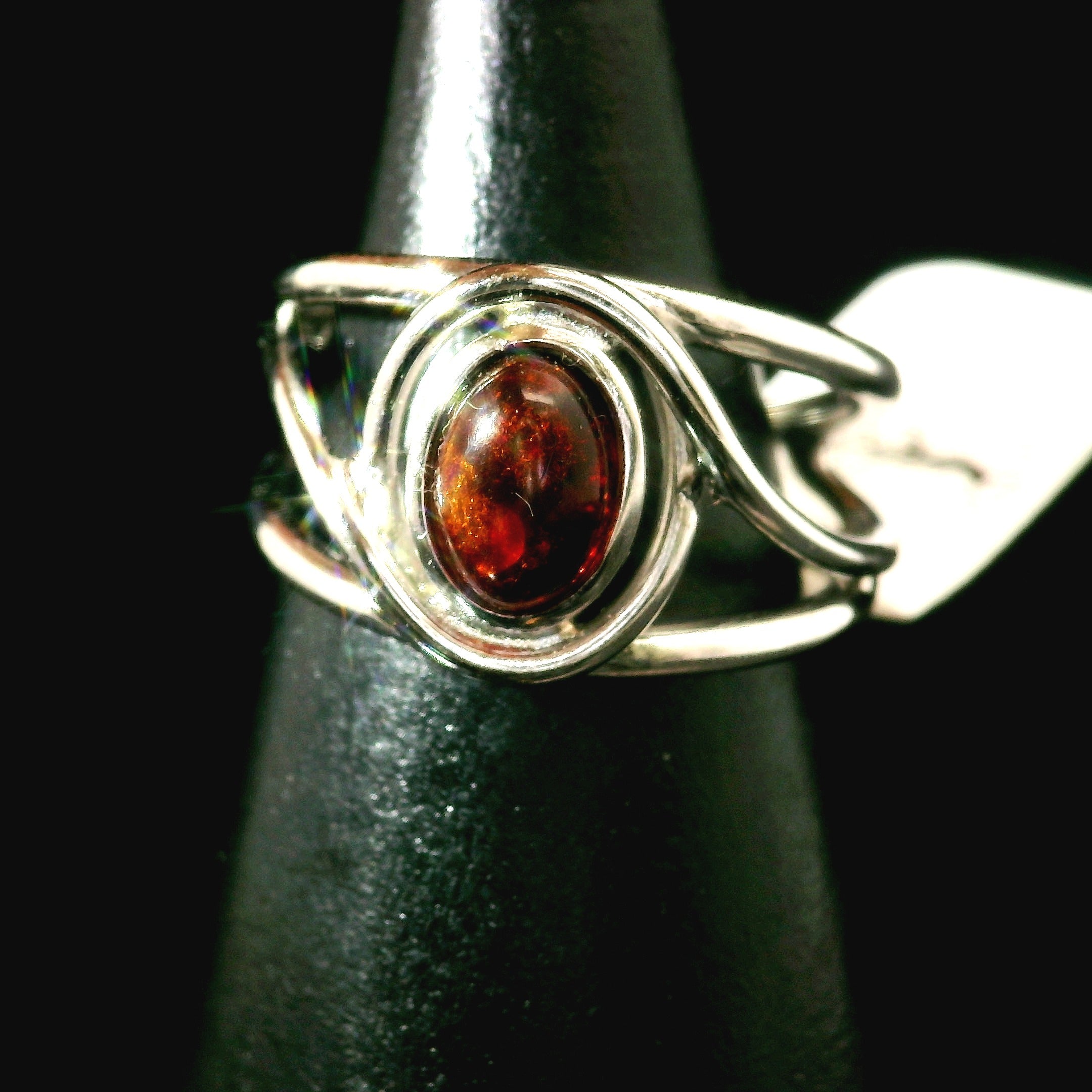Baltic Amber Midi Cuff Ring .925 Silver for Manifesting Abundance, Optimism & Purification of Energy