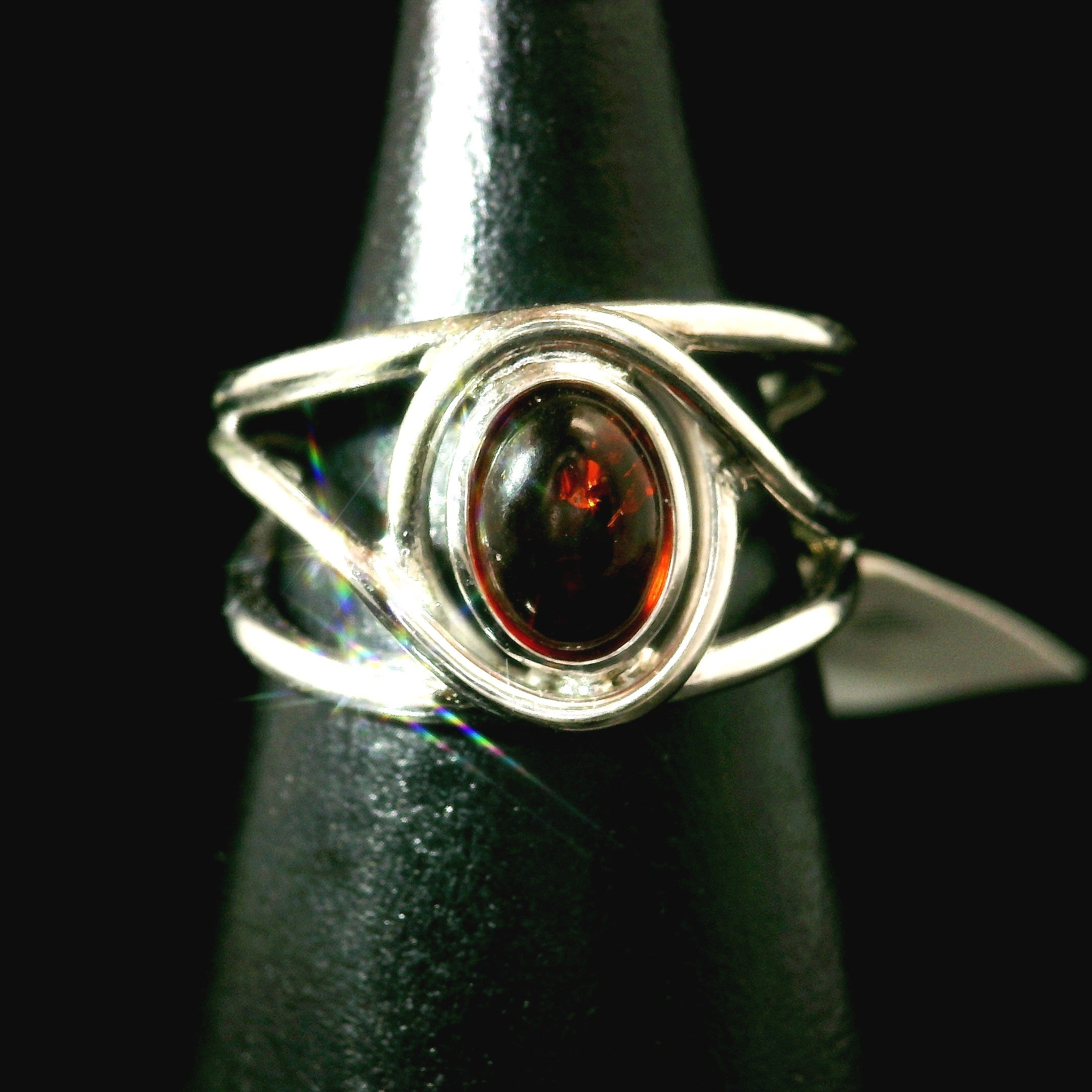 Baltic Amber Midi Cuff Ring .925 Silver for Manifesting Abundance, Optimism & Purification of Energy