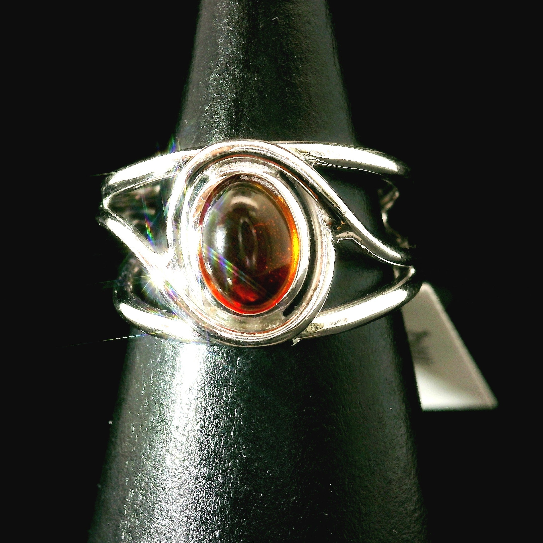 Baltic Amber Midi Cuff Ring .925 Silver for Manifesting Abundance, Optimism & Purification of Energy