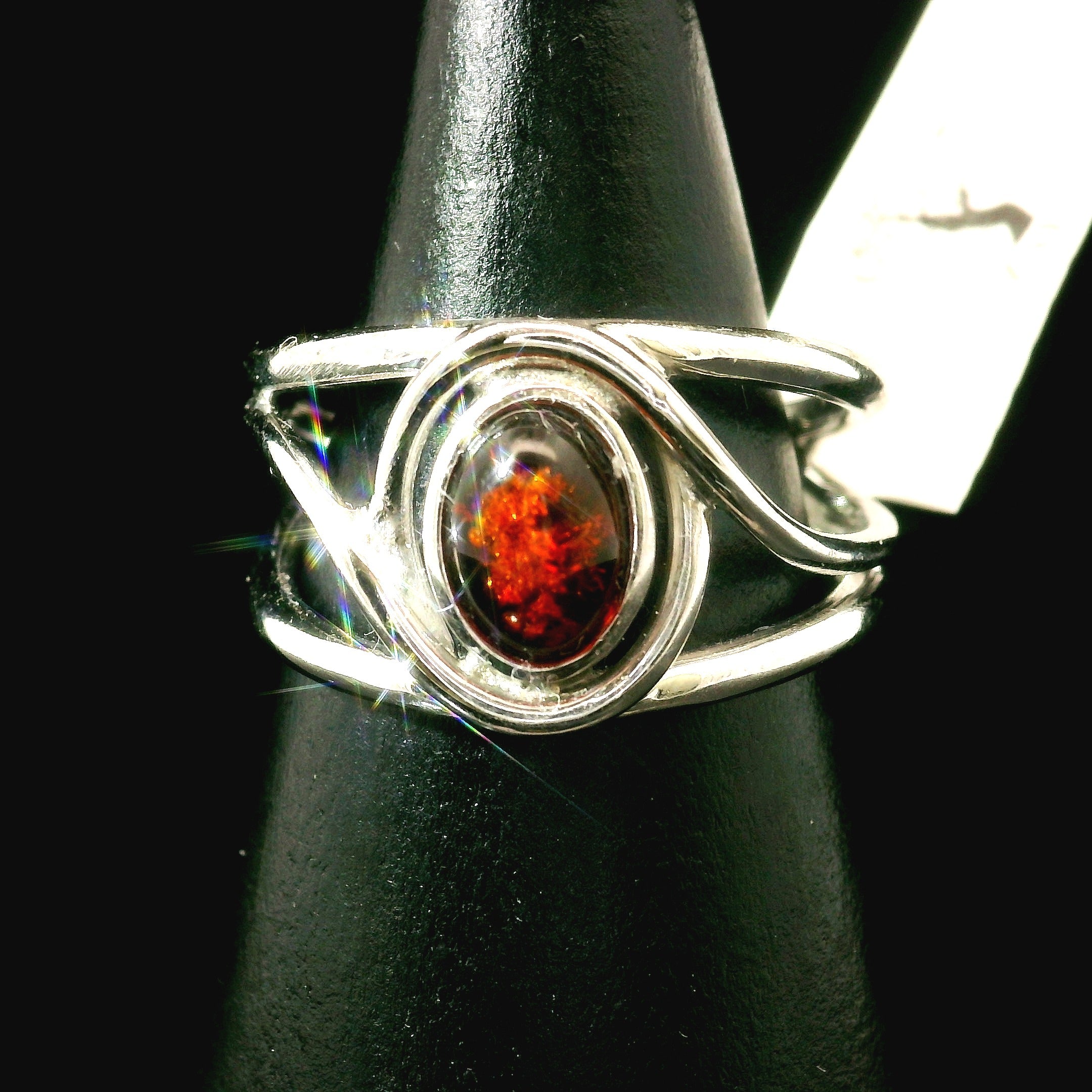 Baltic Amber Midi Cuff Ring .925 Silver for Manifesting Abundance, Optimism & Purification of Energy