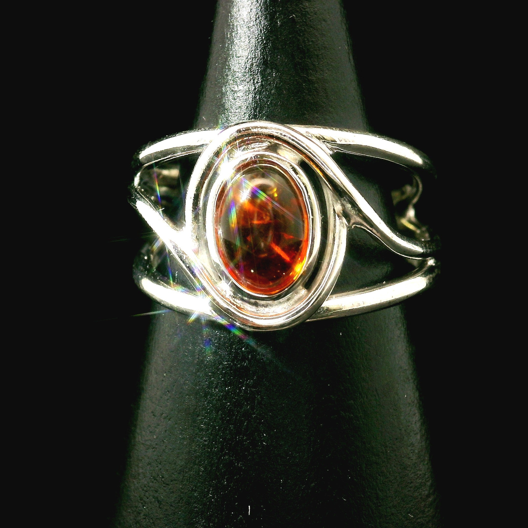Baltic Amber Midi Cuff Ring .925 Silver for Manifesting Abundance, Optimism & Purification of Energy