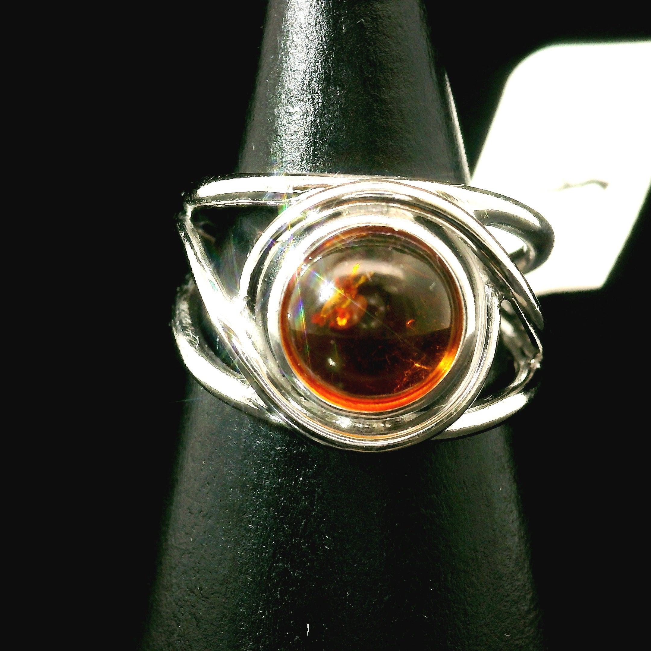 Baltic Amber Midi Cuff Ring .925 Silver for Manifesting Abundance, Optimism & Purification of Energy