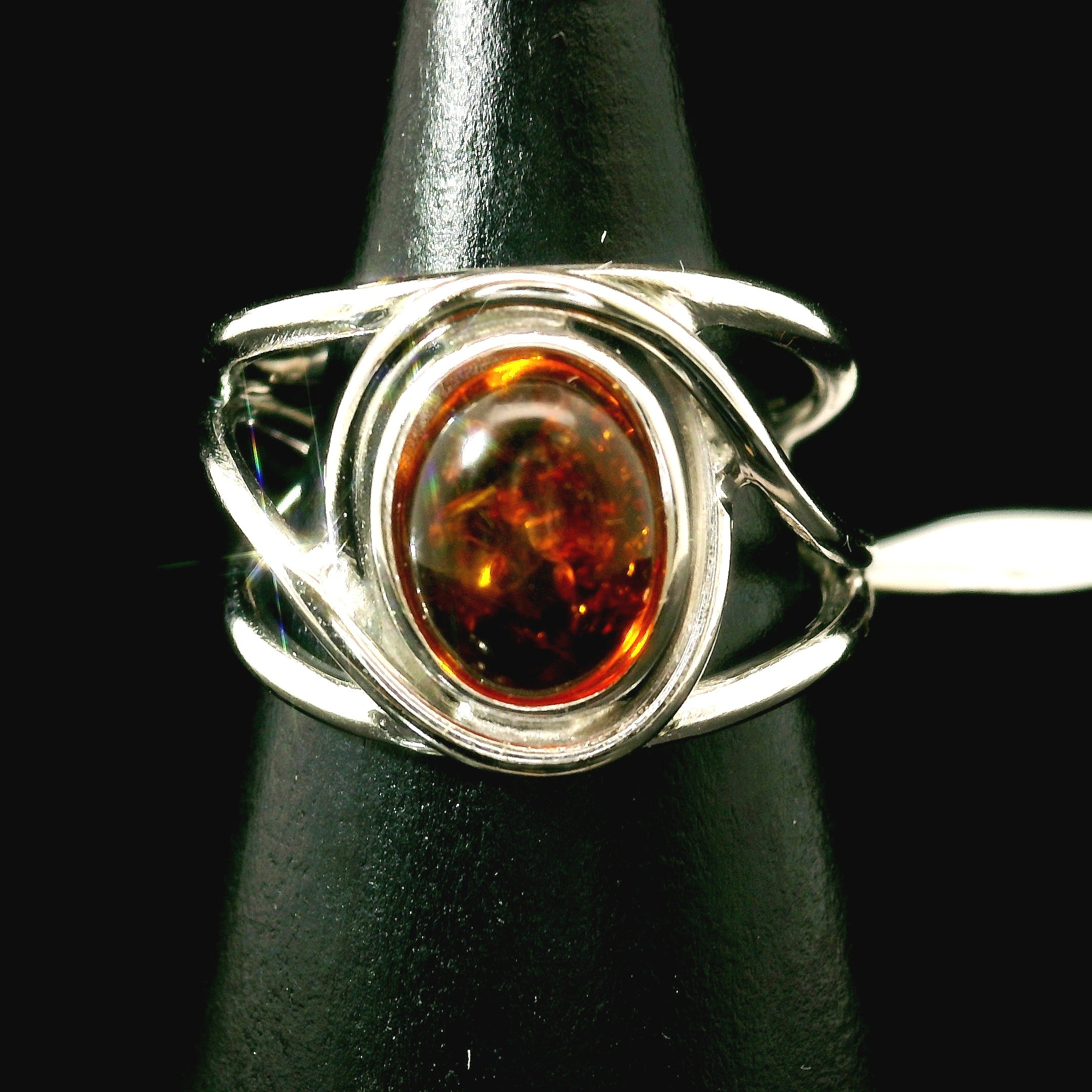 Baltic Amber Midi Cuff Ring .925 Silver for Manifesting Abundance, Optimism & Purification of Energy